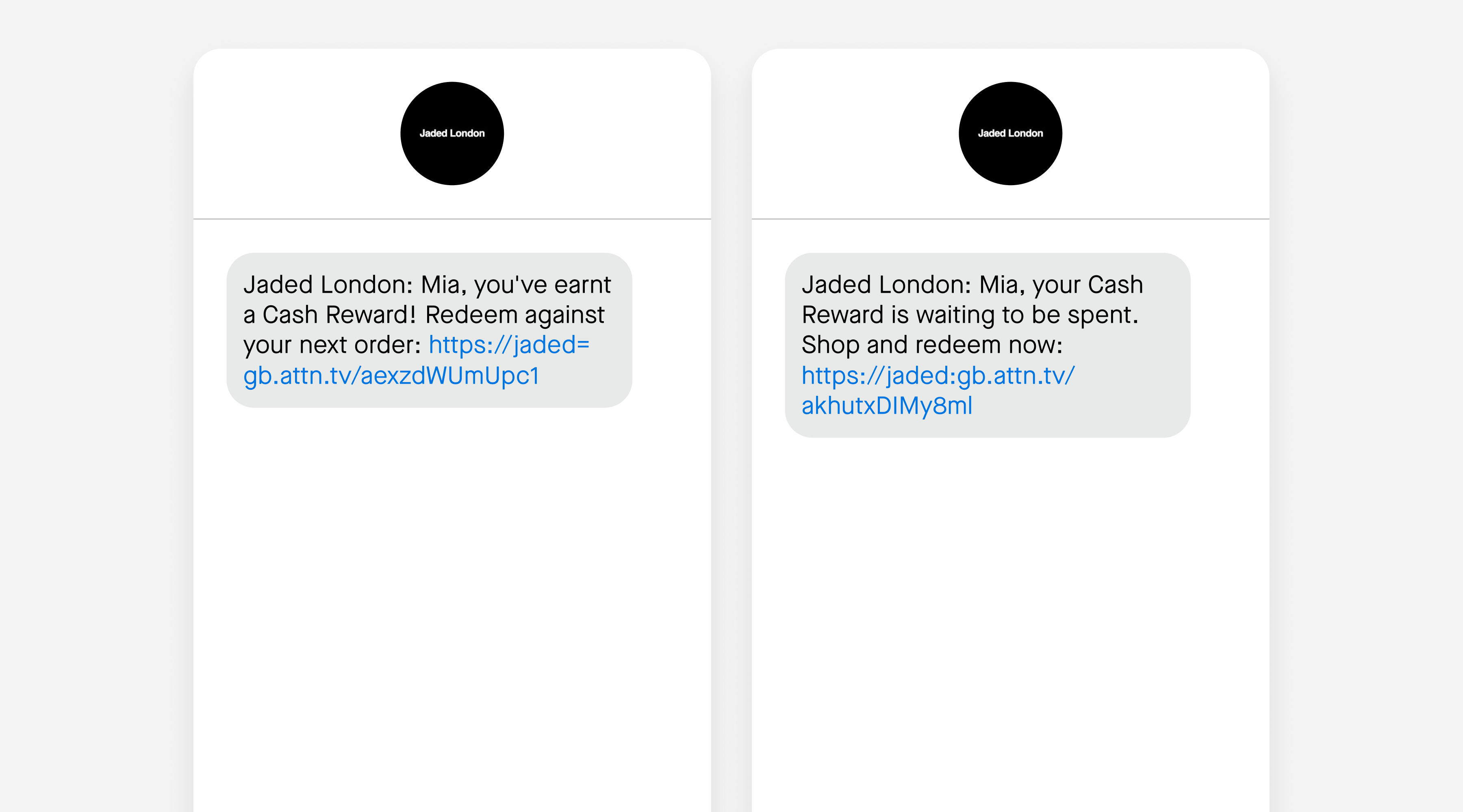 Jaded London using SMS as a loyalty channel