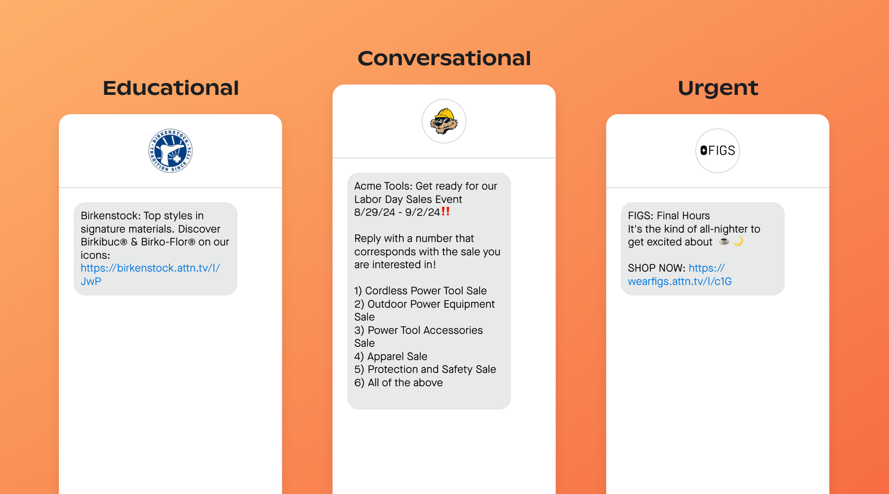 Examples of Labor Day messages that are educational, conversational, and urgent.