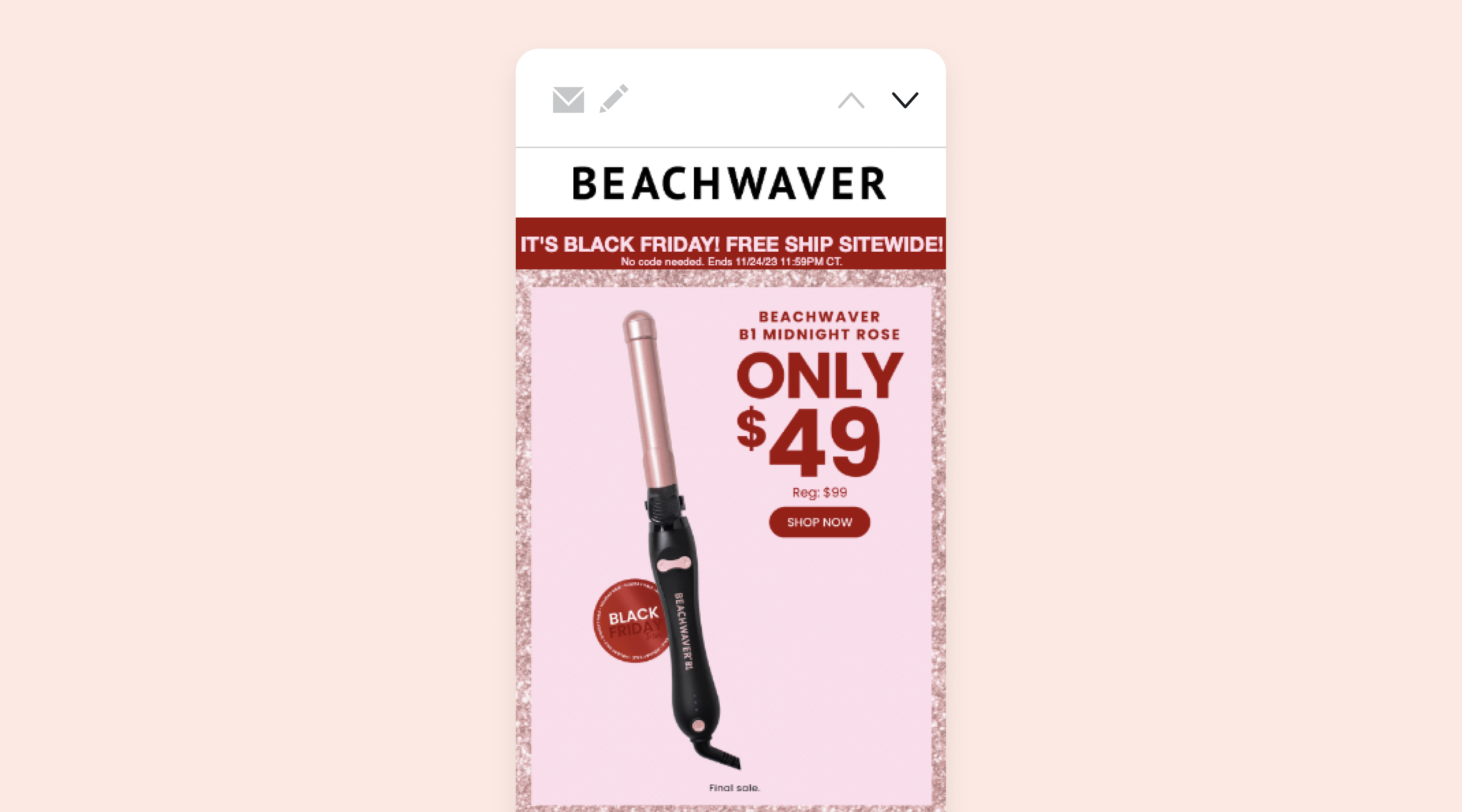 A Black Friday email marketing campaign from Beachwaver