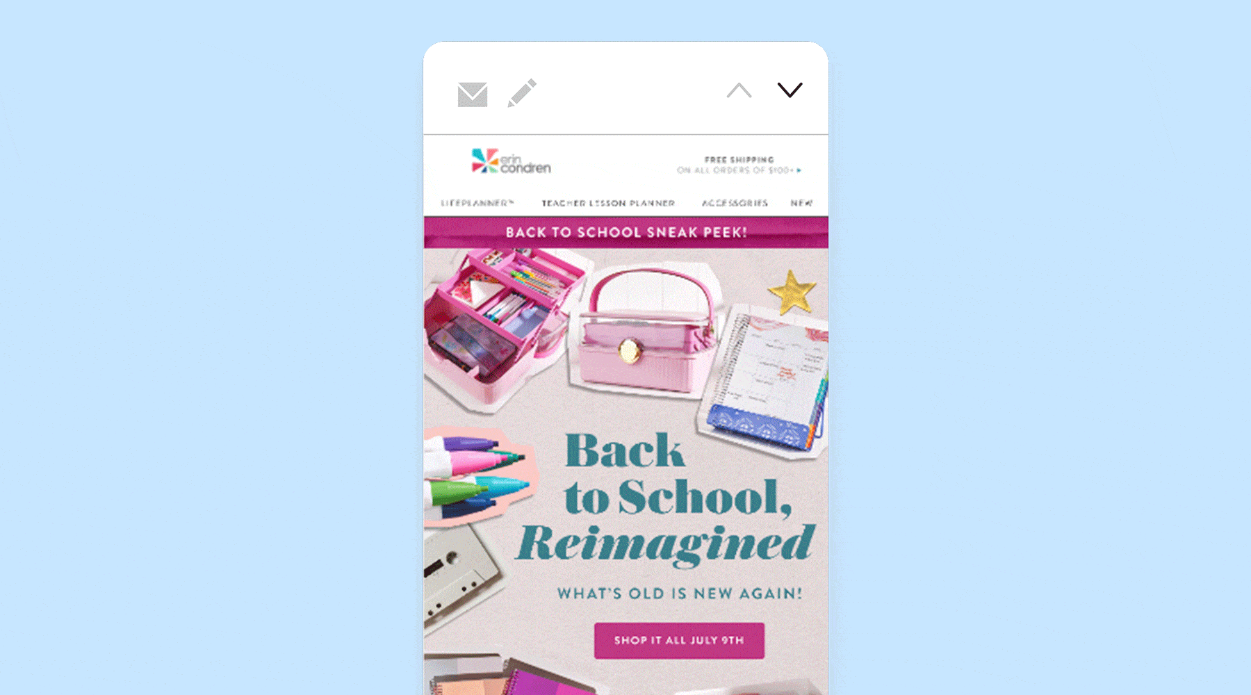A sneak peek email from Erin Condren