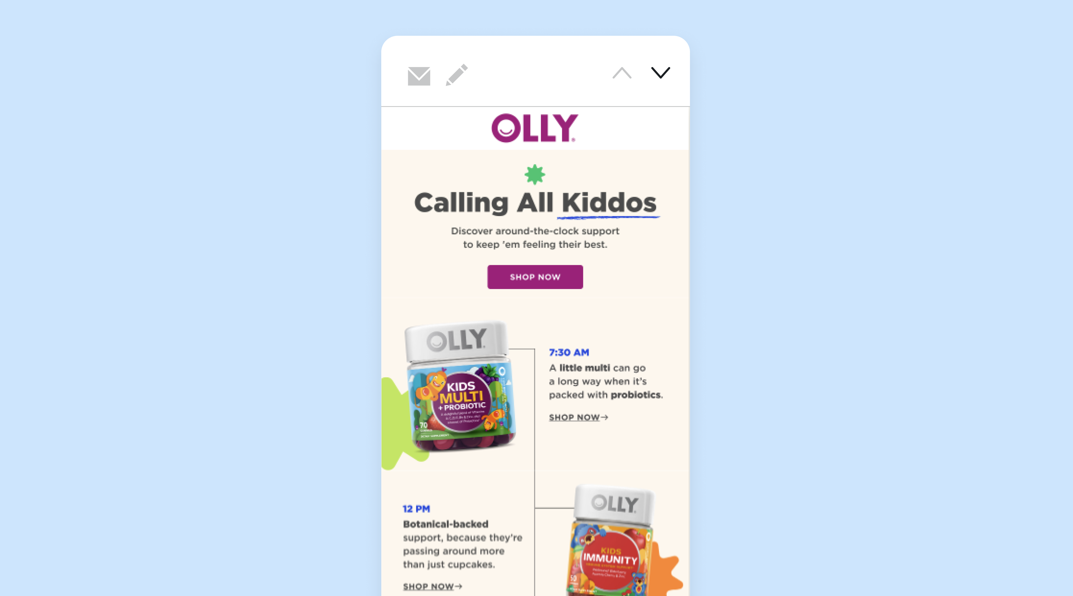 A back-to-school email campaign from OLLY