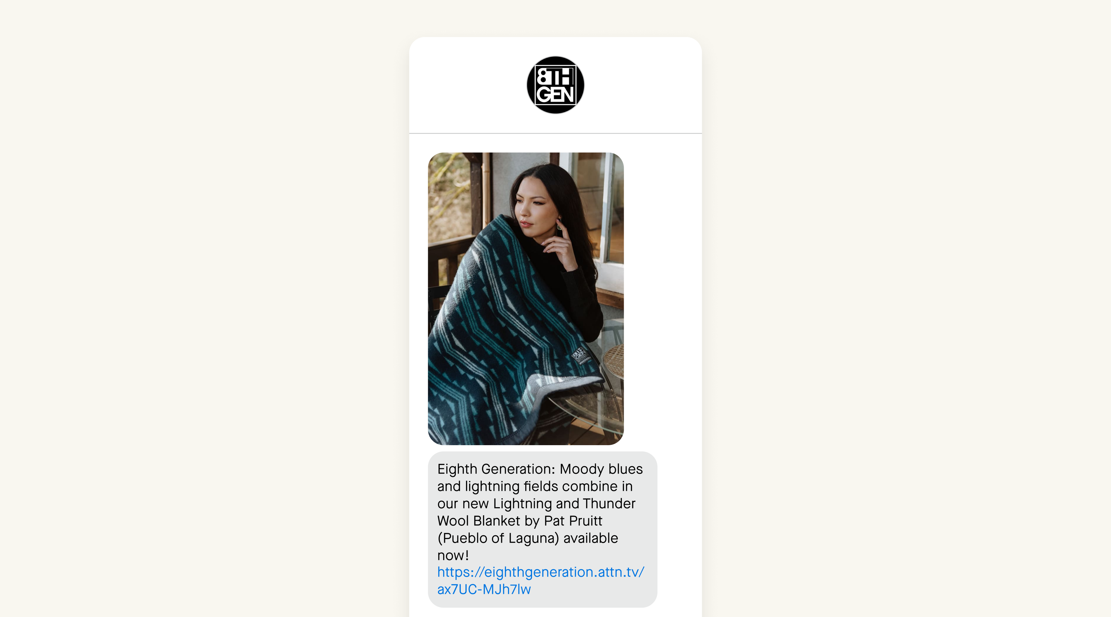 text message with image of woman with blue blanket