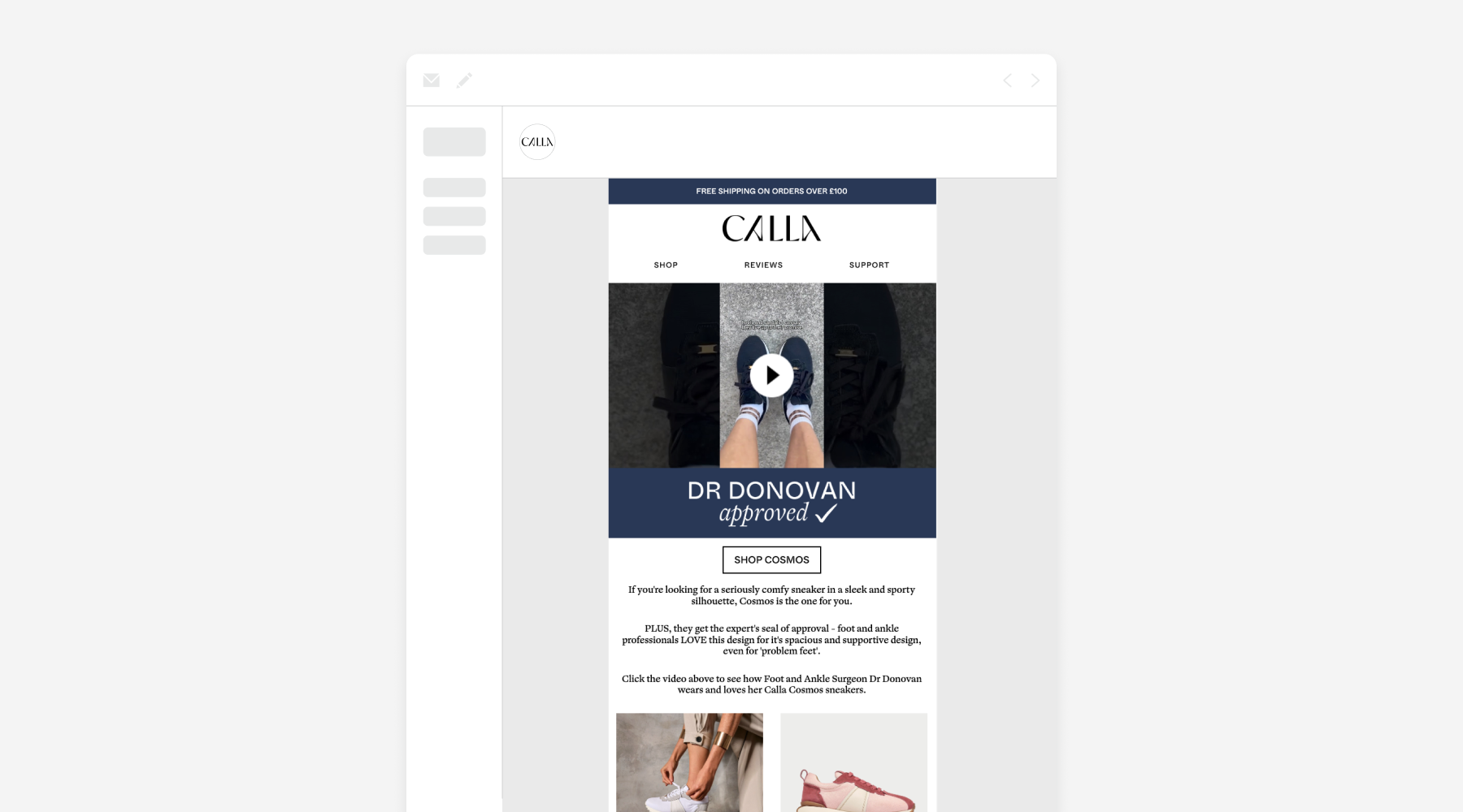 Calla Shoes email example