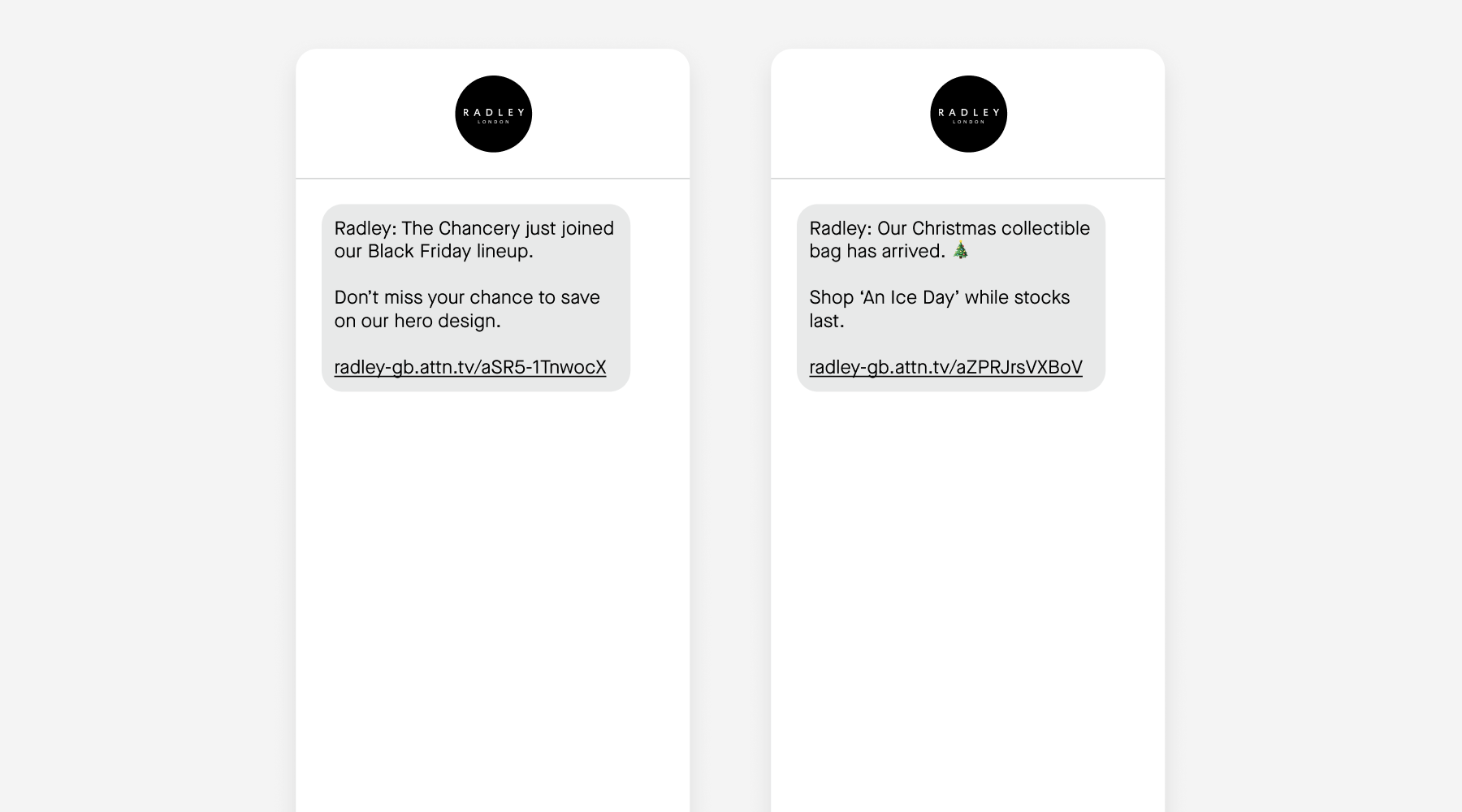 Radley London behavior-based SMS examples