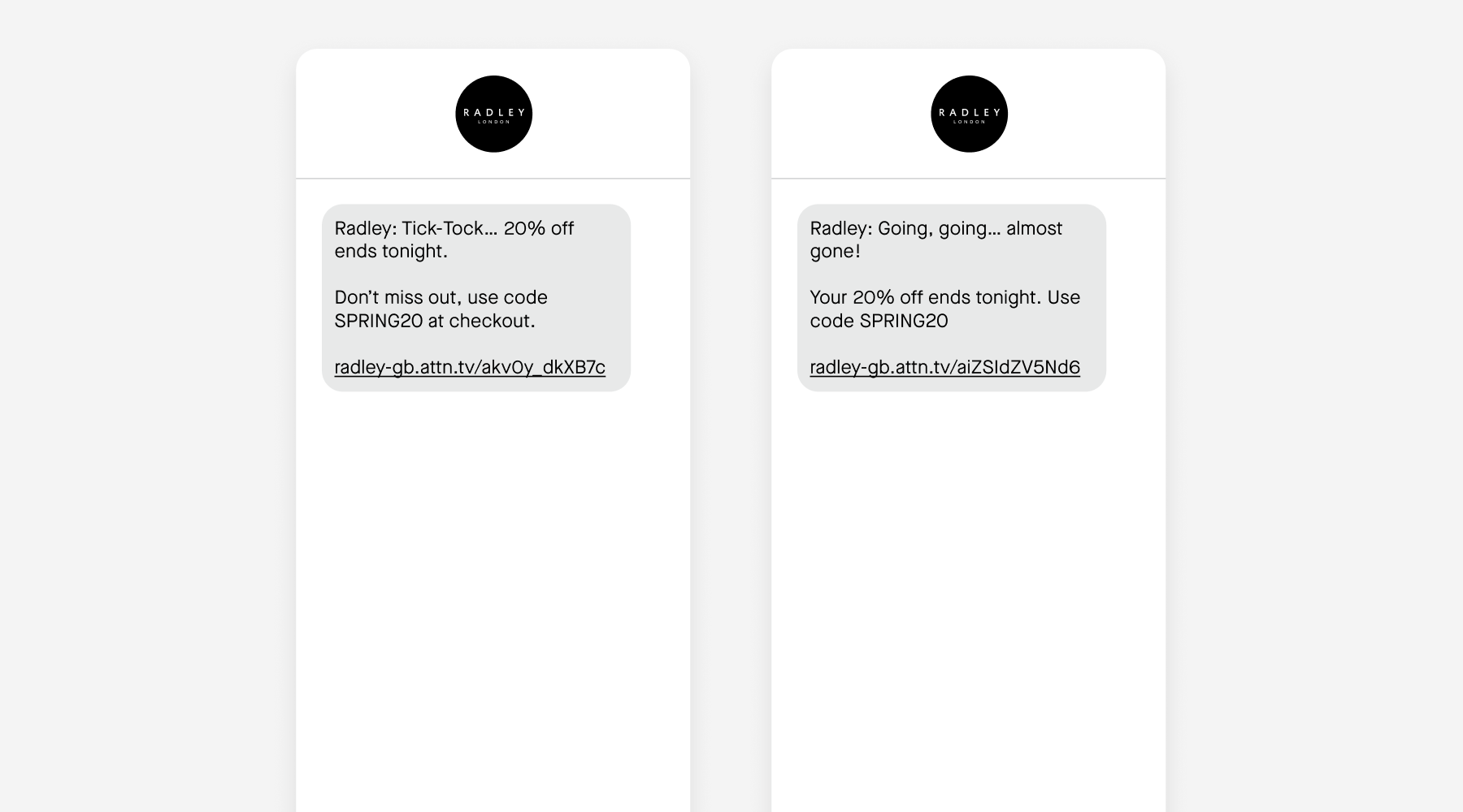 Radley London low stock A/B test