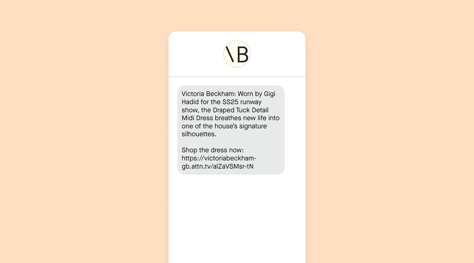 Text message example for Victoria Beckham