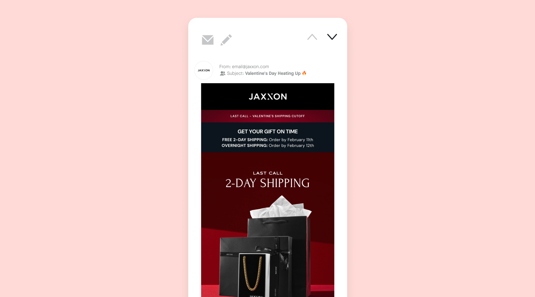 JAXXON Valentine's Day email