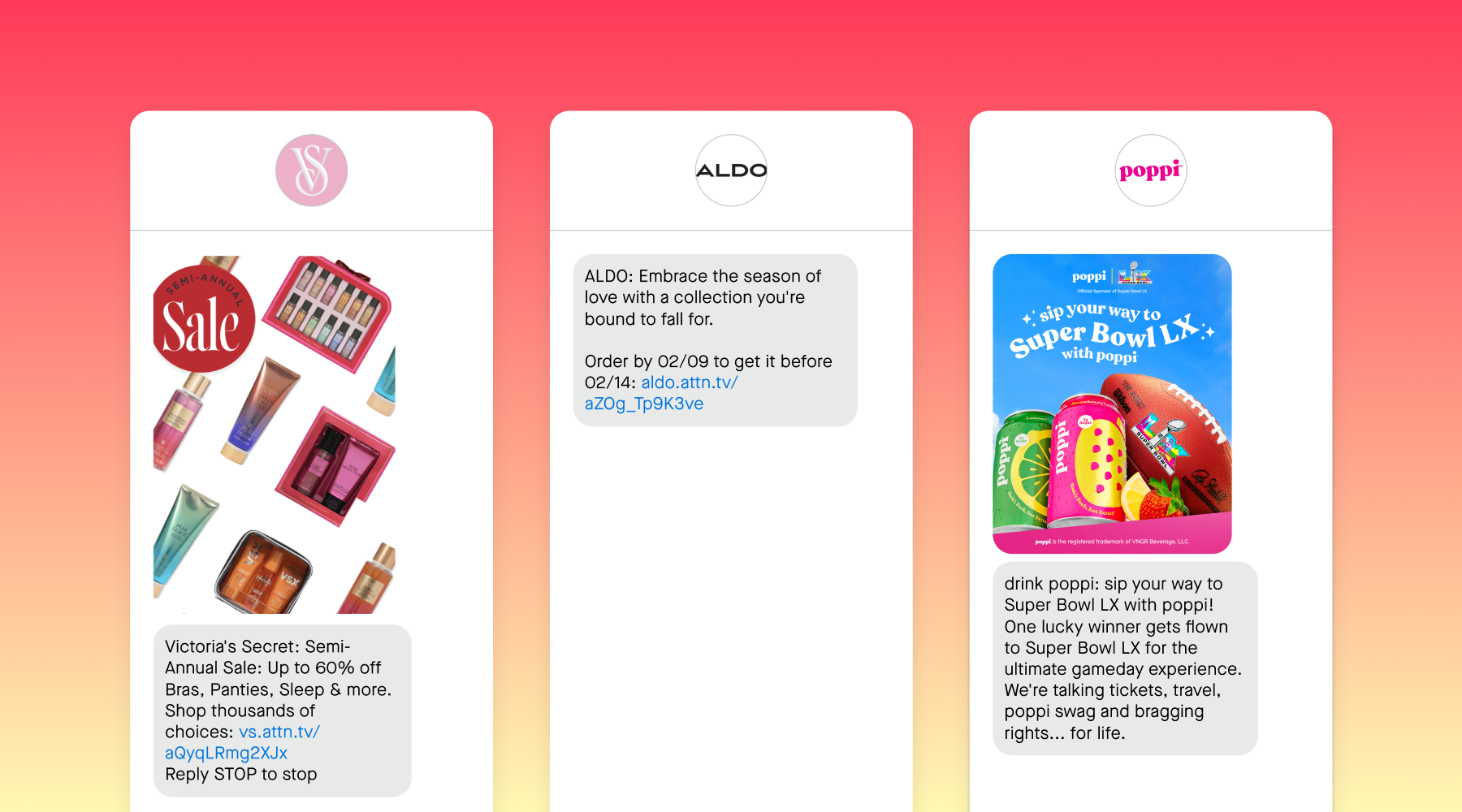 Examples of text messages for February