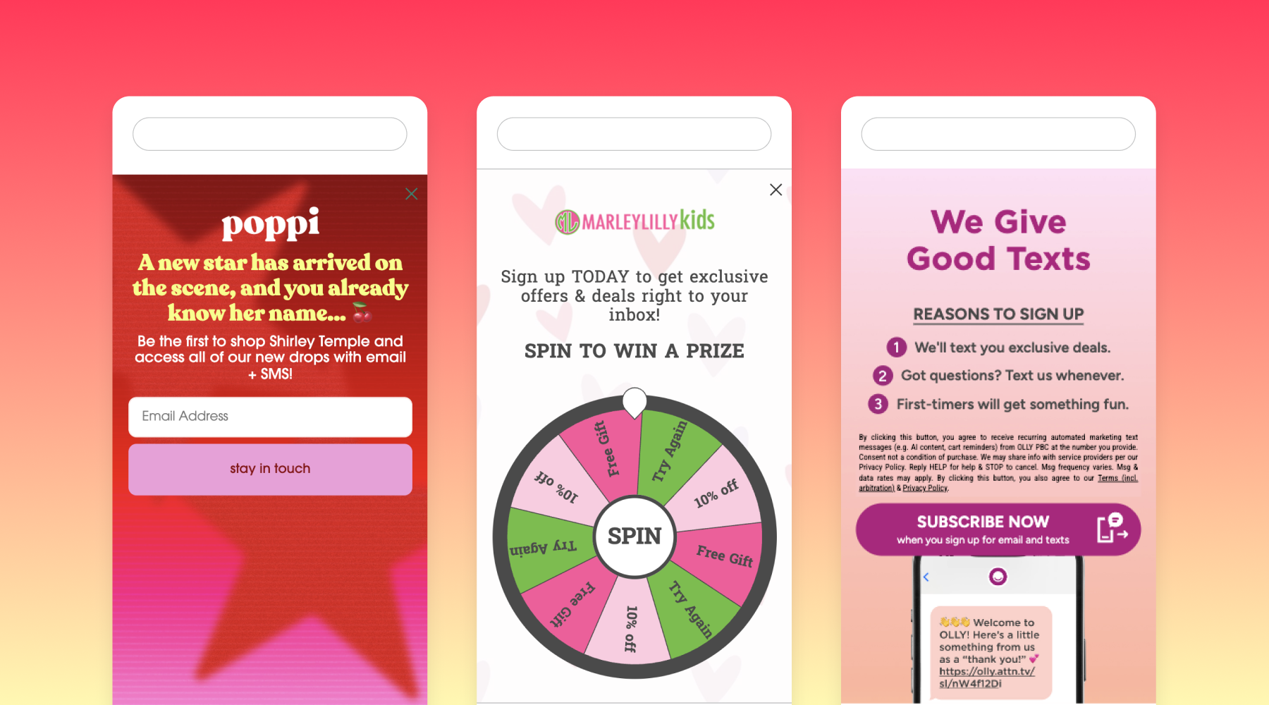 Example of signup units