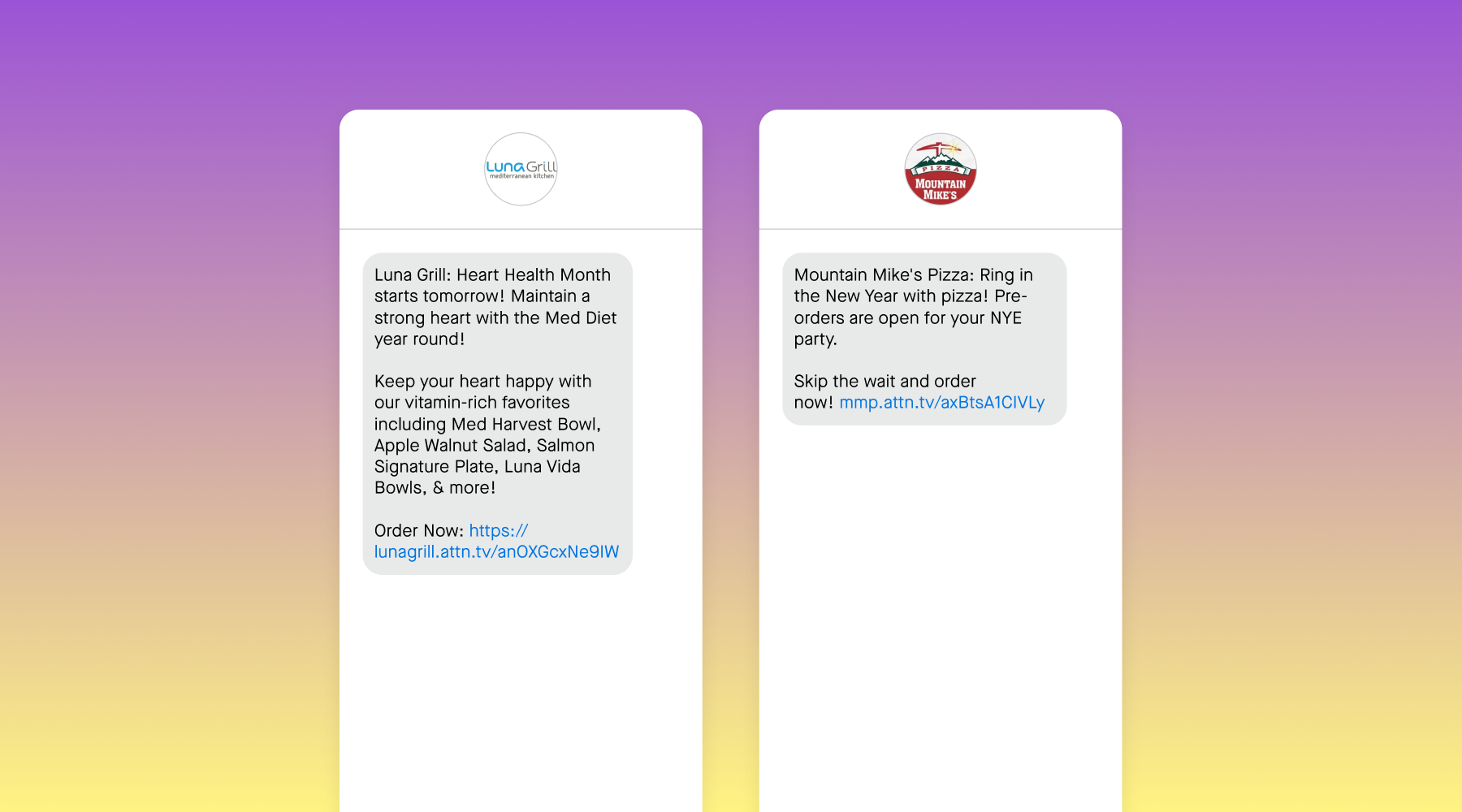 Text message examples of new years campaigns