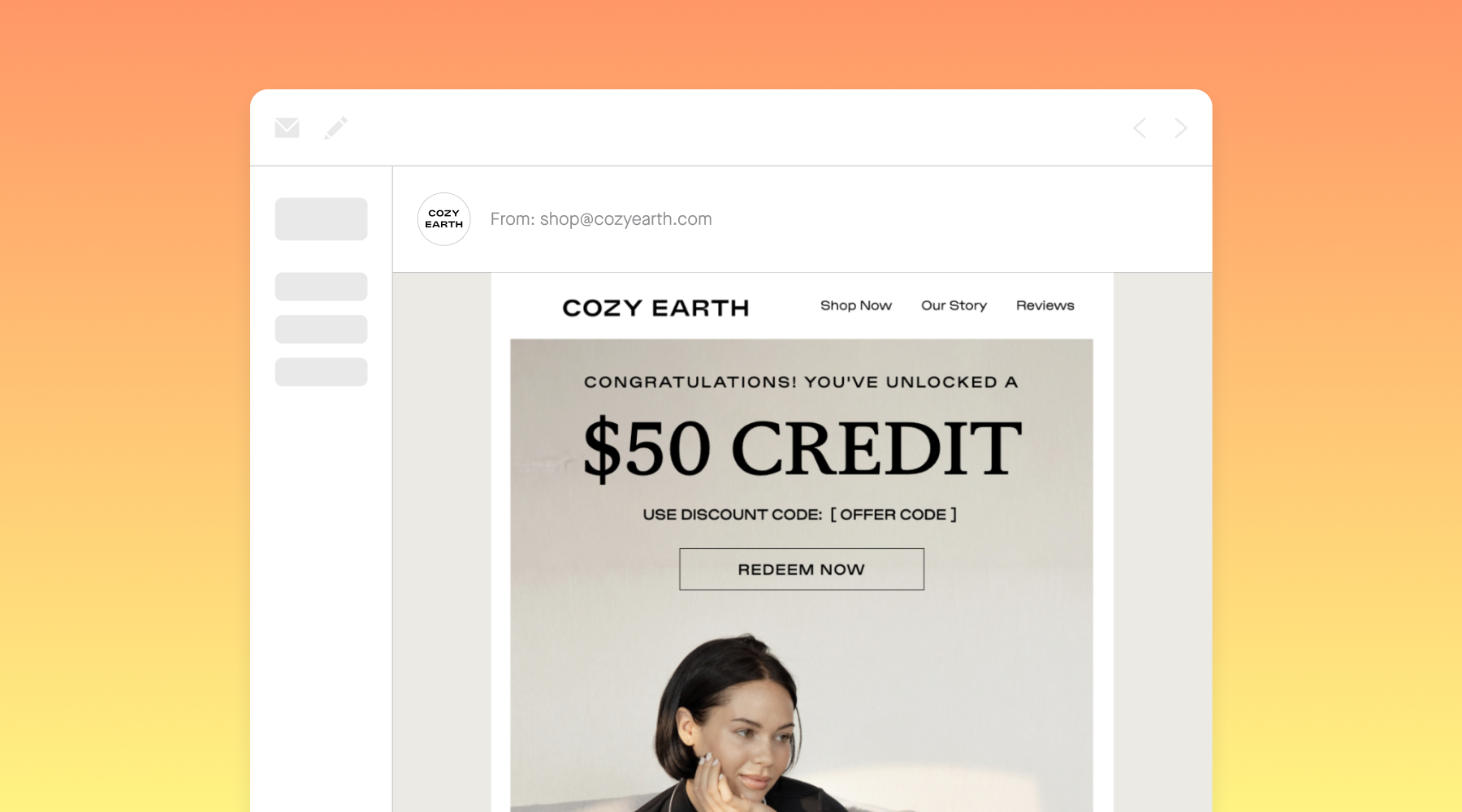 Customer example of an email