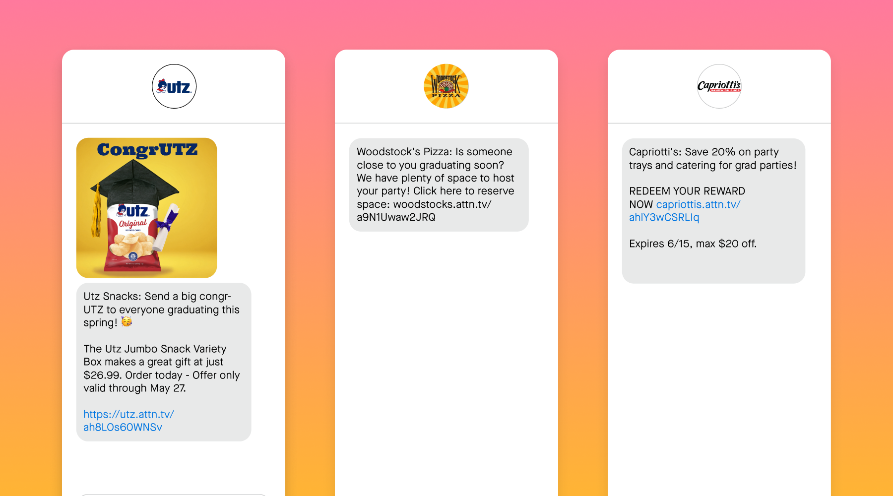 Text message example of graduation campaigns 