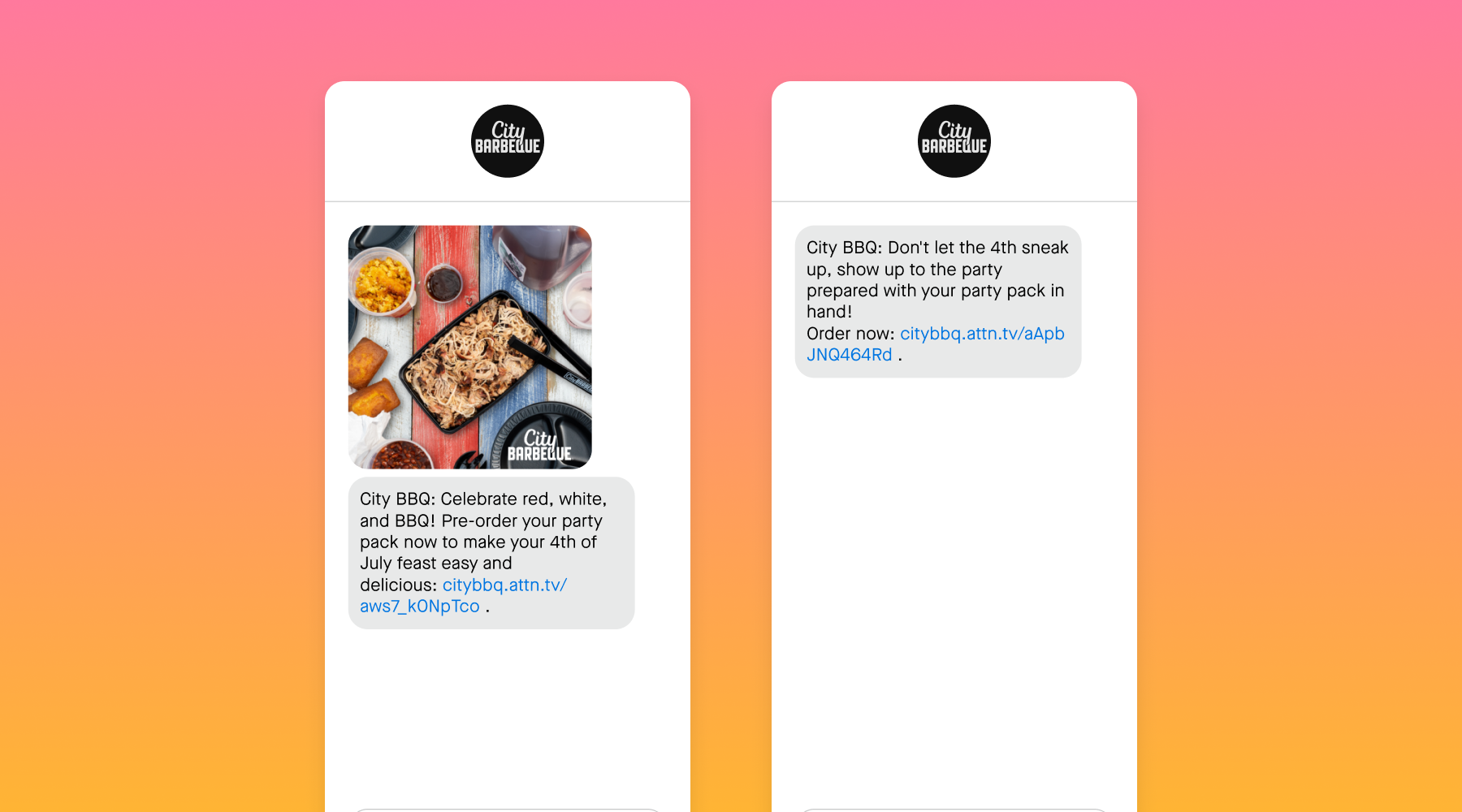 MMS and SMS message example of a Fourth of July campaign 