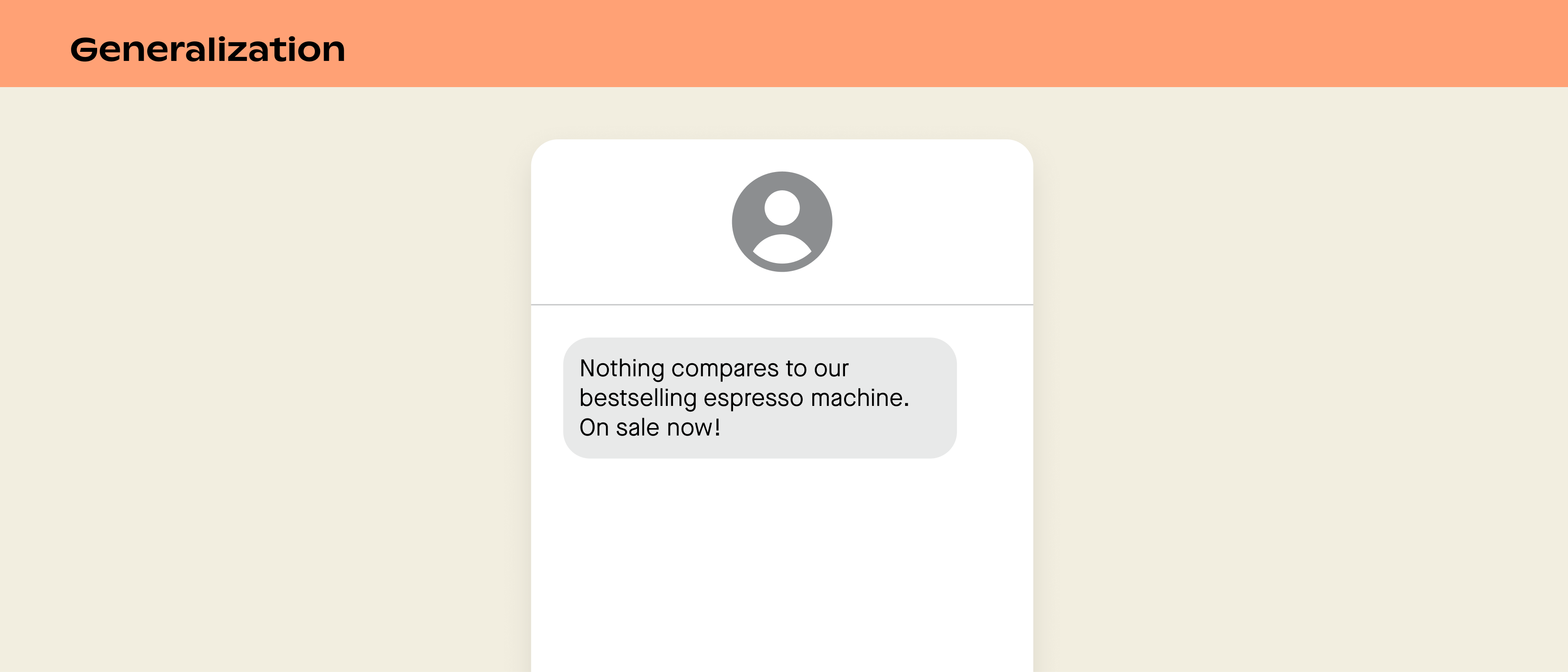 Example of what not to do in an SMS marketing campaign with an offer: generalization