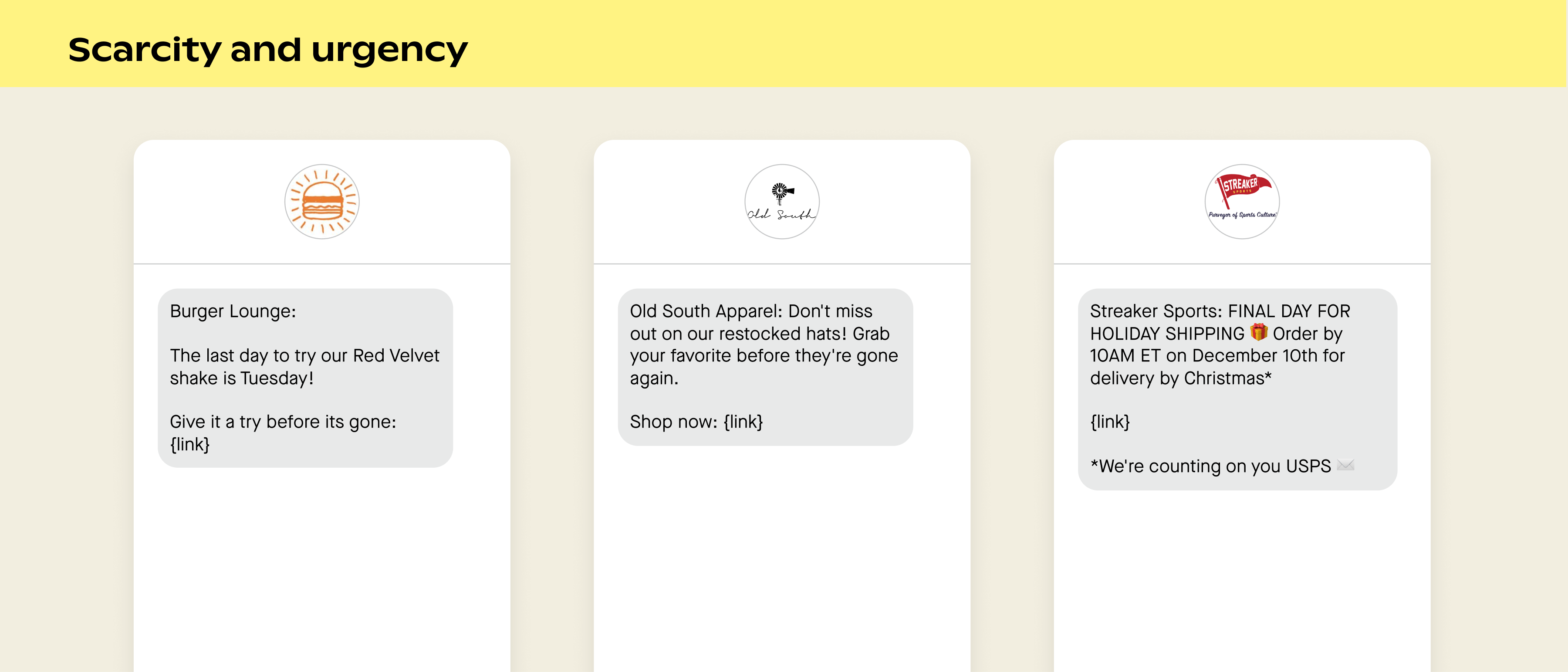 Examples of scarcity and urgency in SMS marketing campaigns