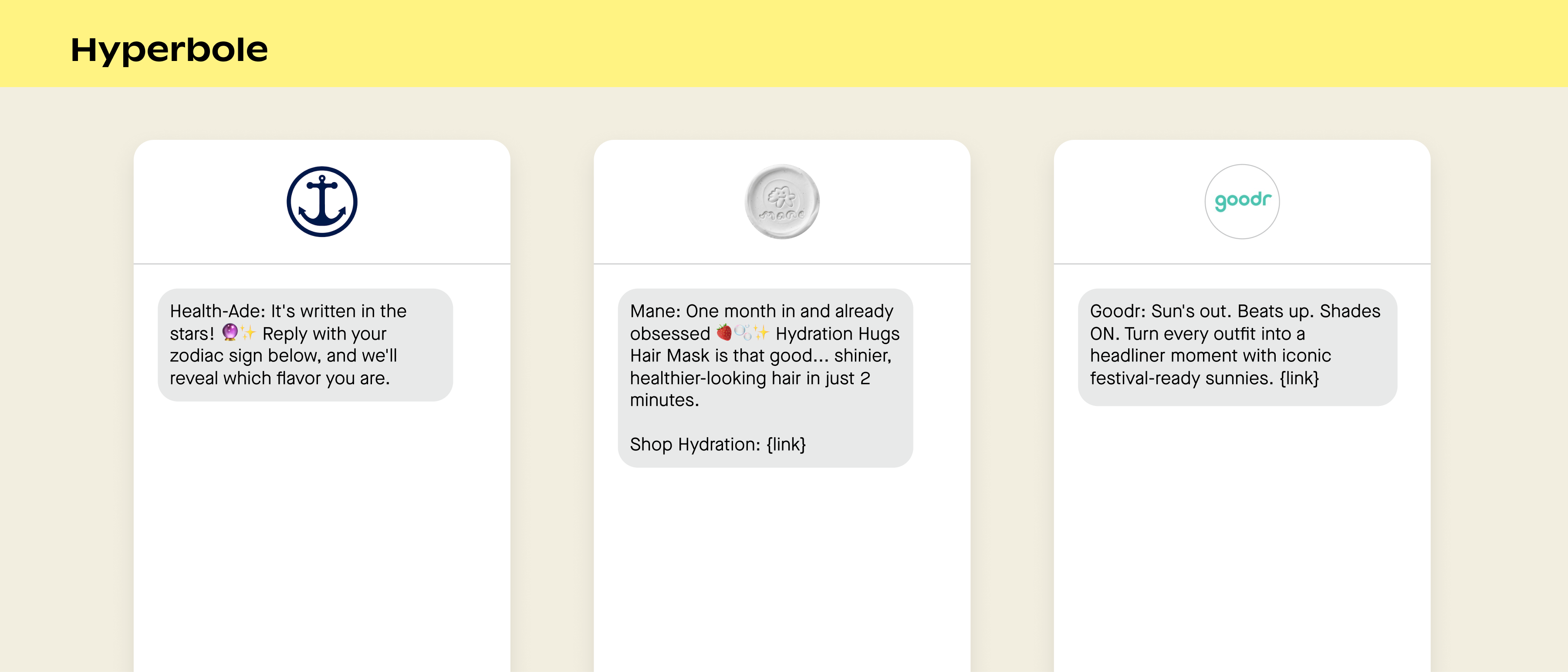 Examples of hyperbole in SMS marketing campaigns