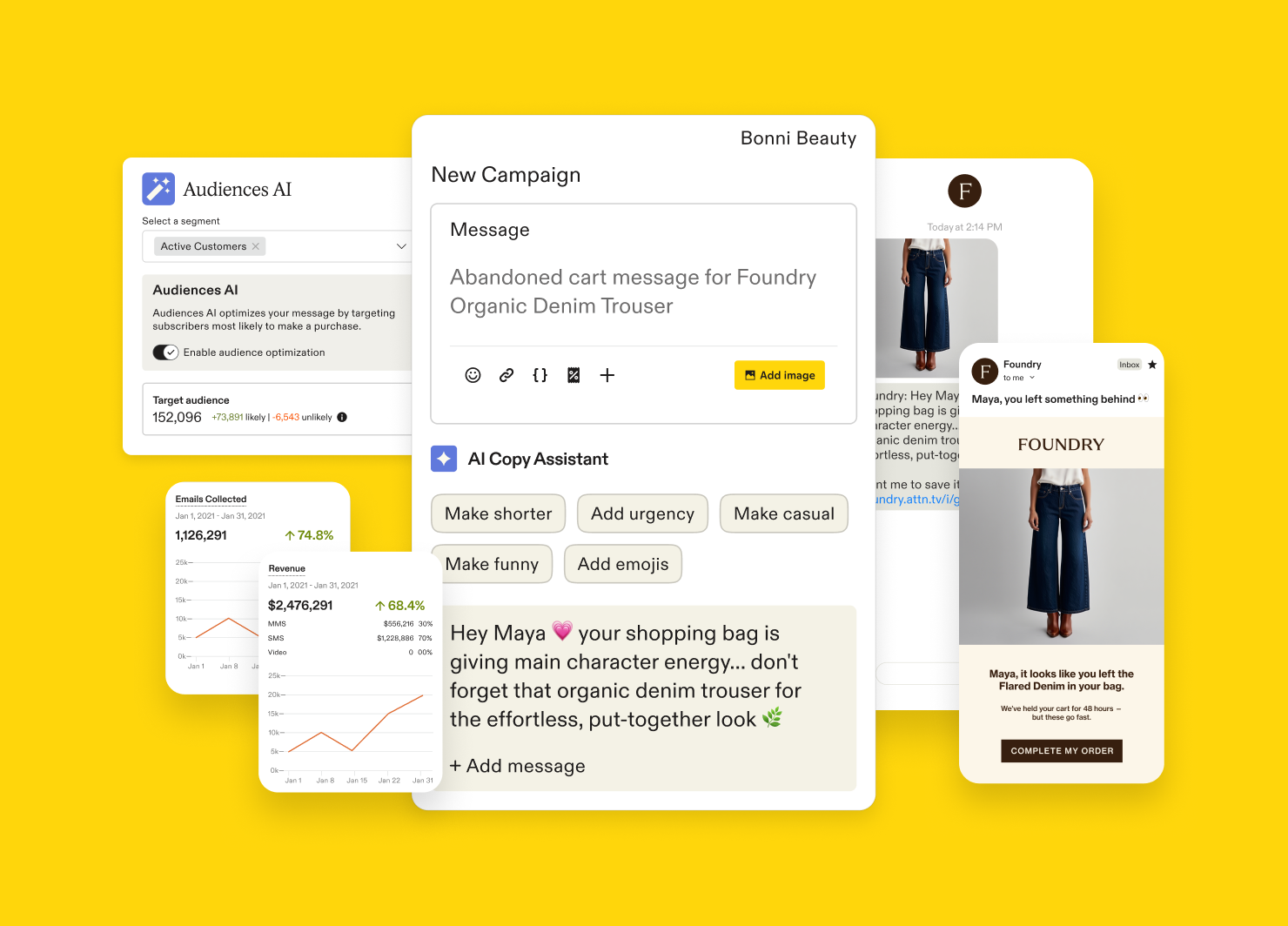 Features of Attentive's SMS marketing platform