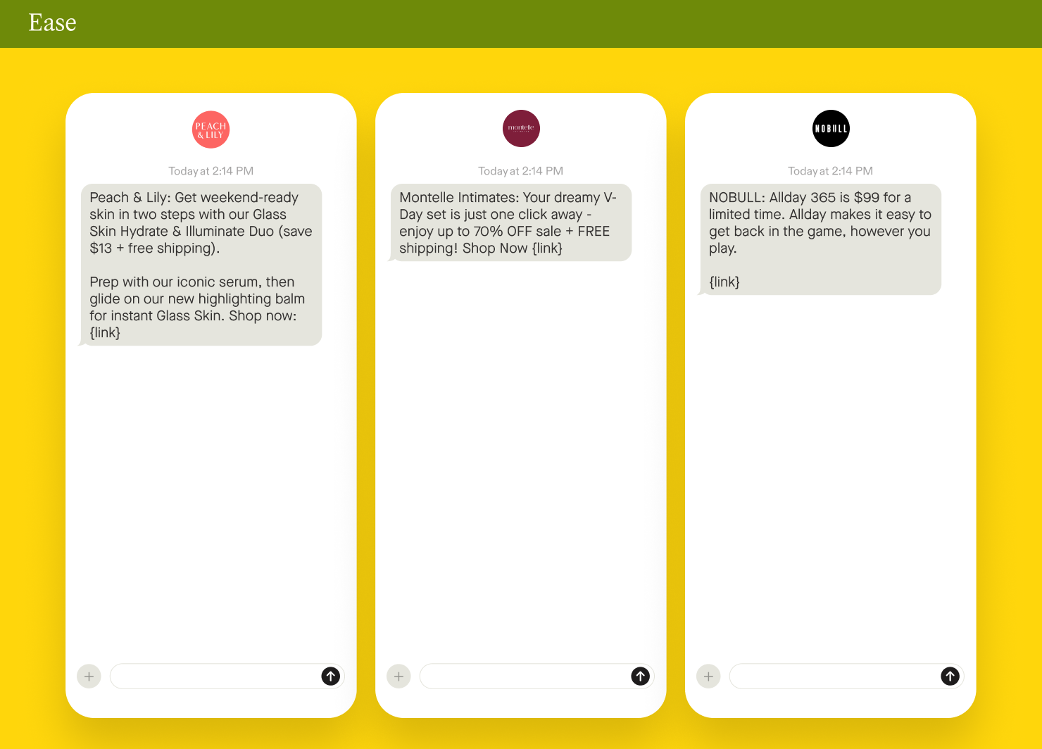 Examples of ease in SMS marketing campaigns