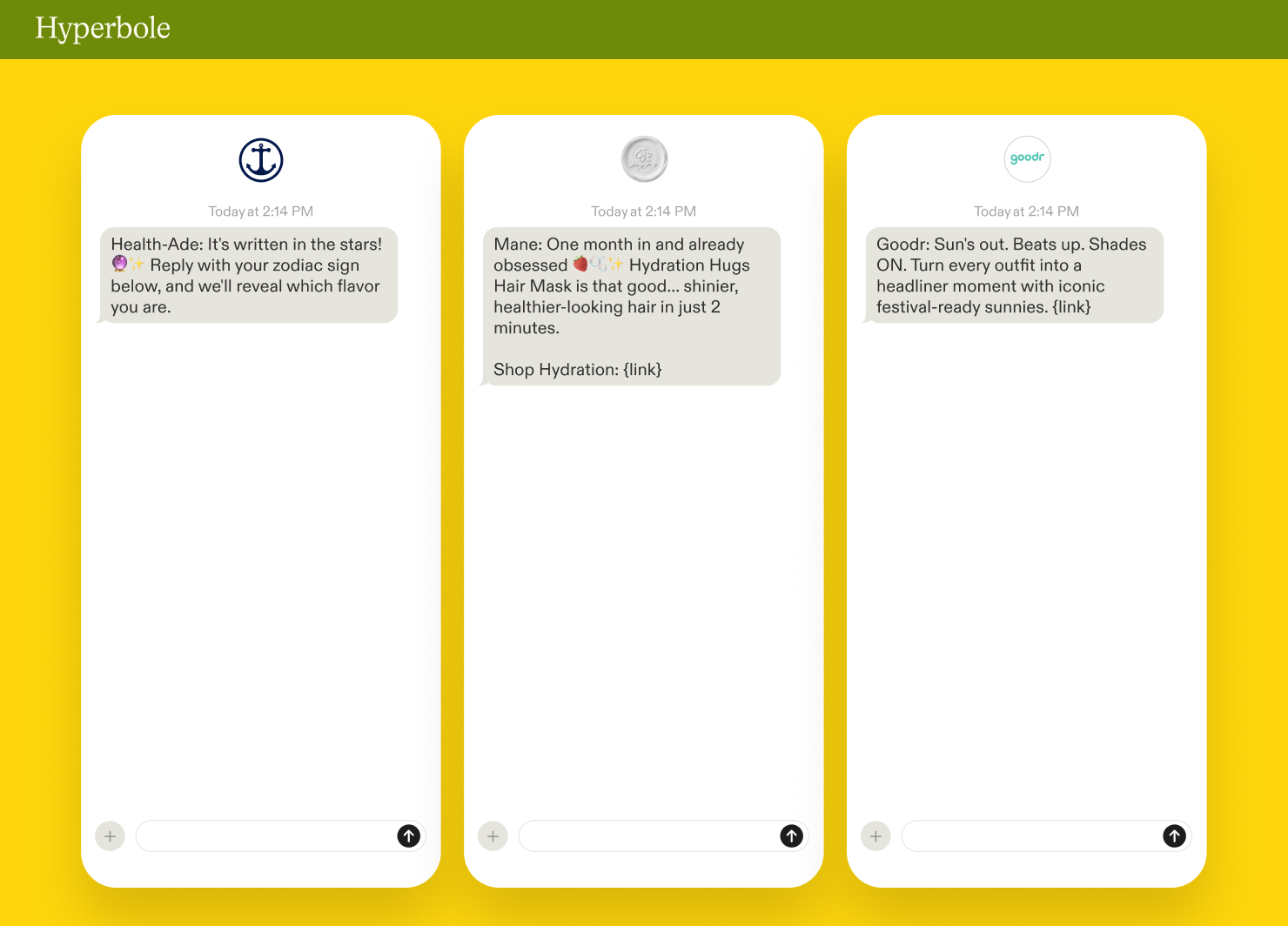 Examples of hyperbole in SMS marketing campaigns