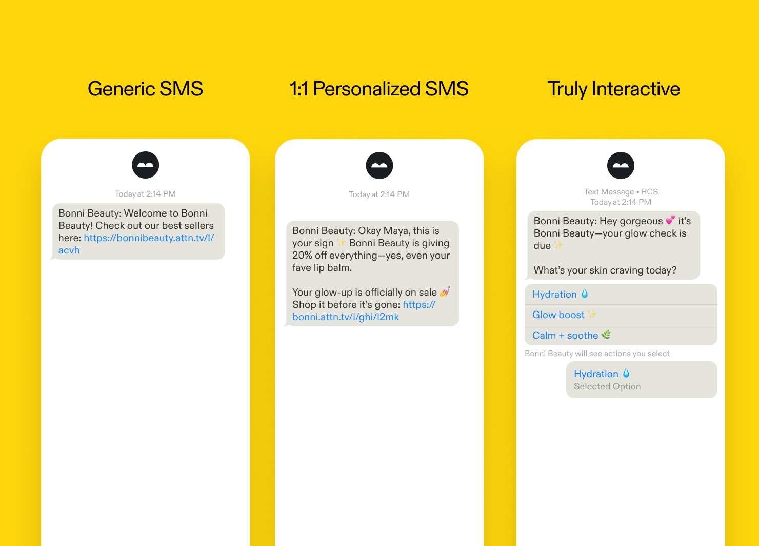 An image showing the difference between SMS and RCS messages