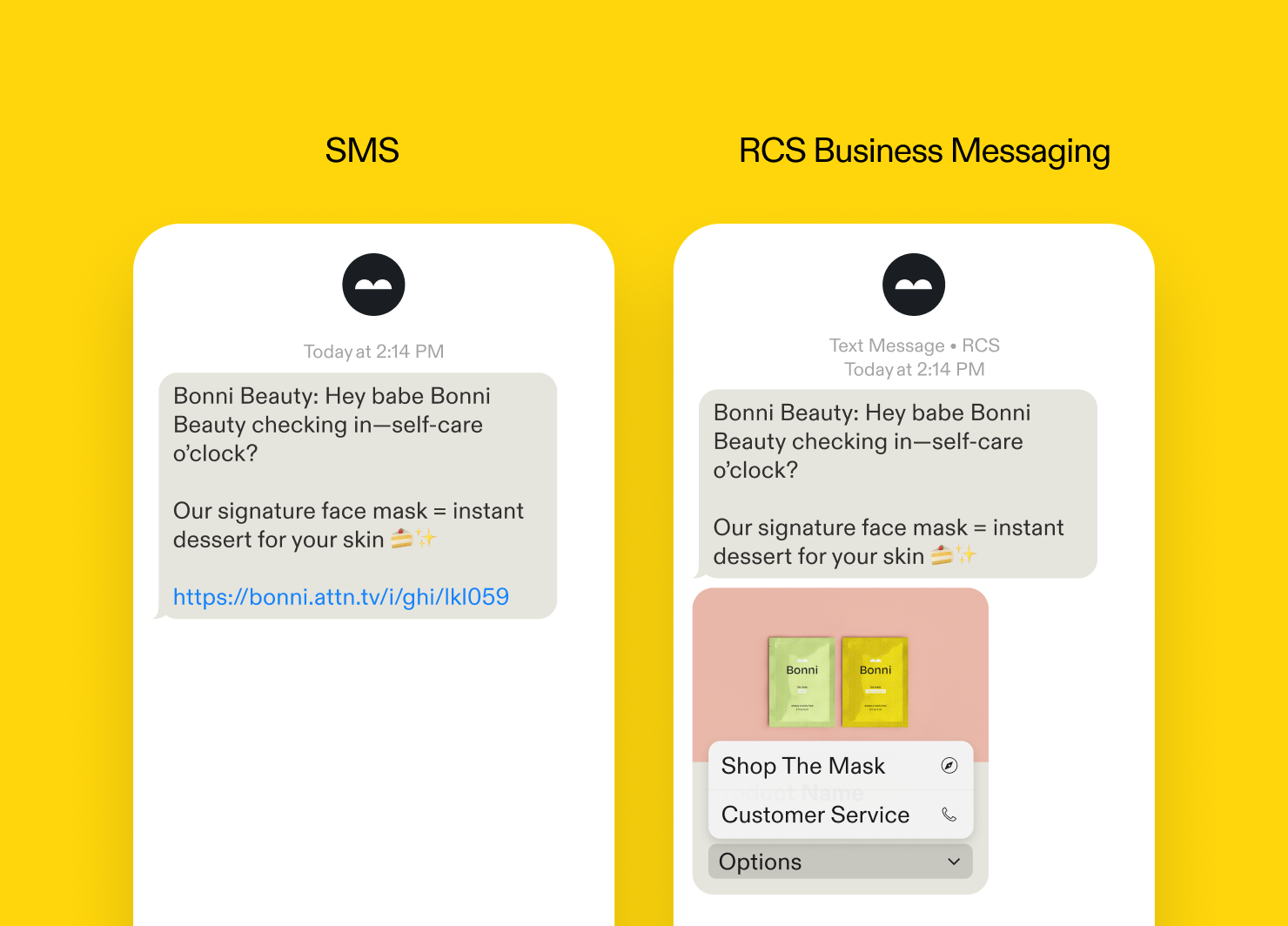 An image showing the difference between SMS and RCS messages