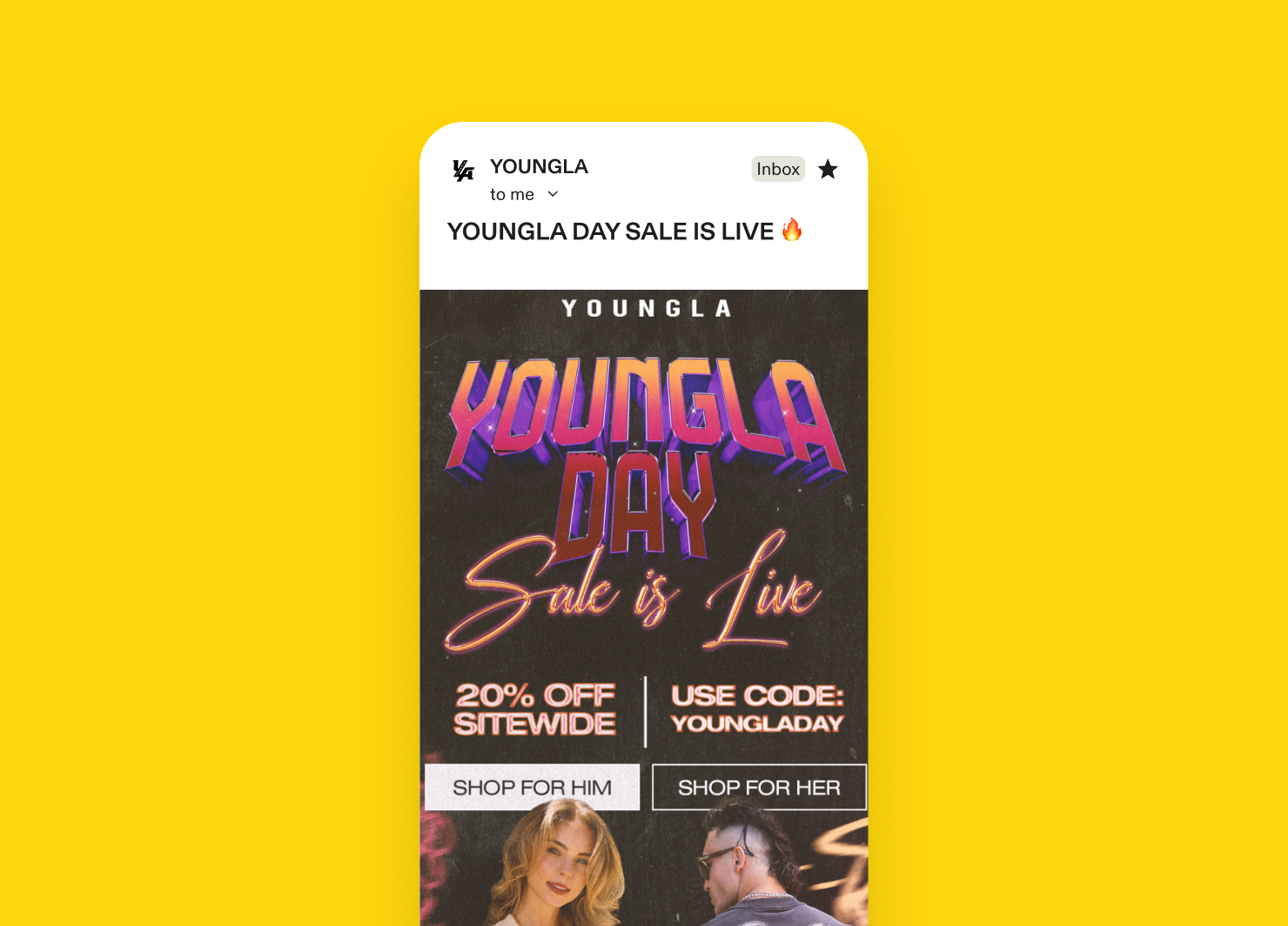 An email from YoungLA: Turning Email and SMS into a Unified Revenue Engine