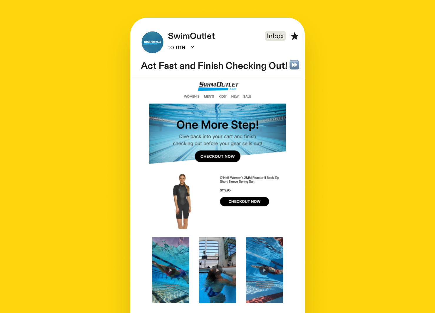 Checkout Abandonment Email Example: SwimOutlet