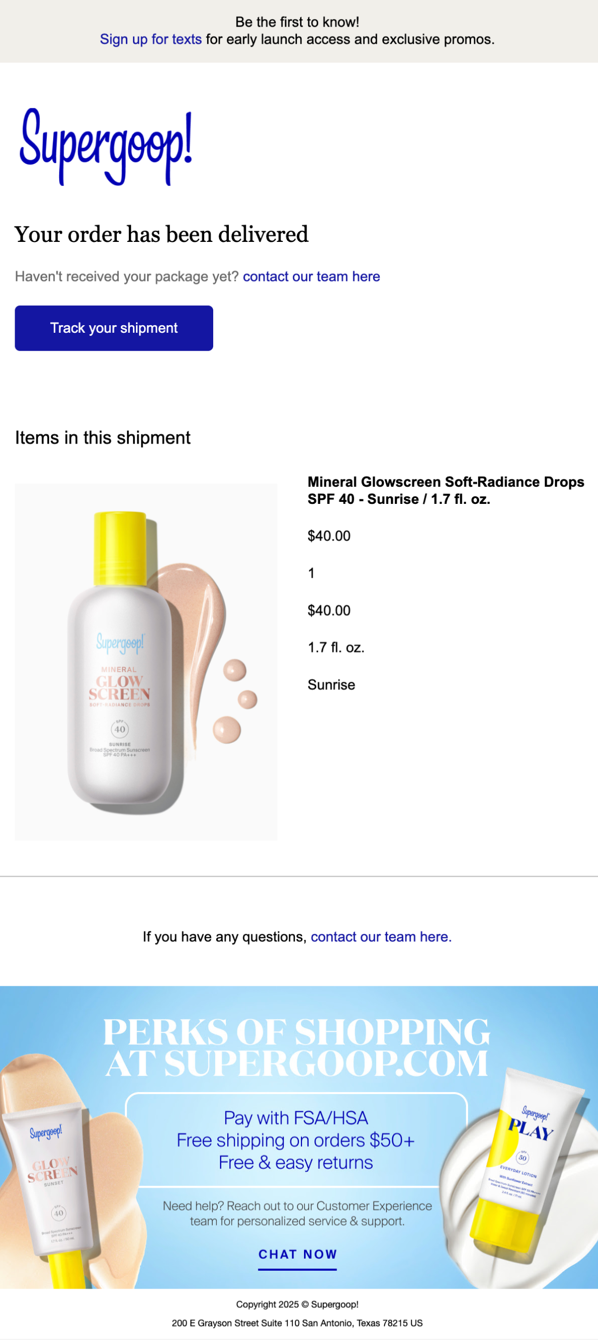 Transactional email example: Soopergoop!