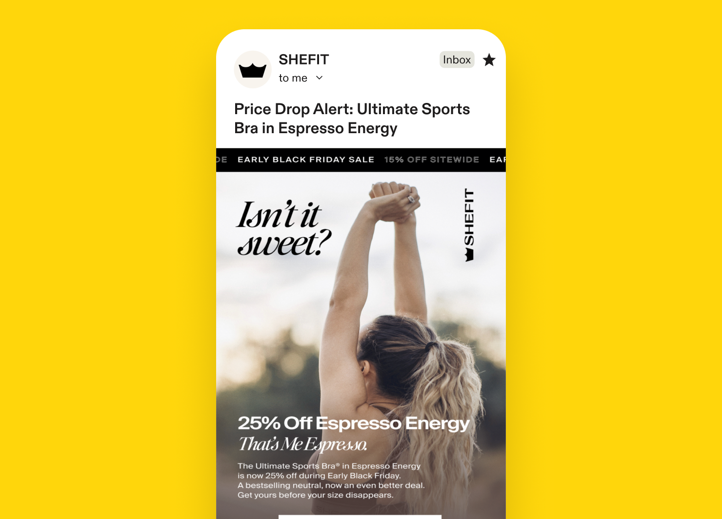 Price drop email example: Shefit