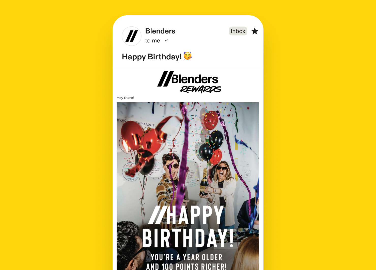 Birthday email example: Blenders