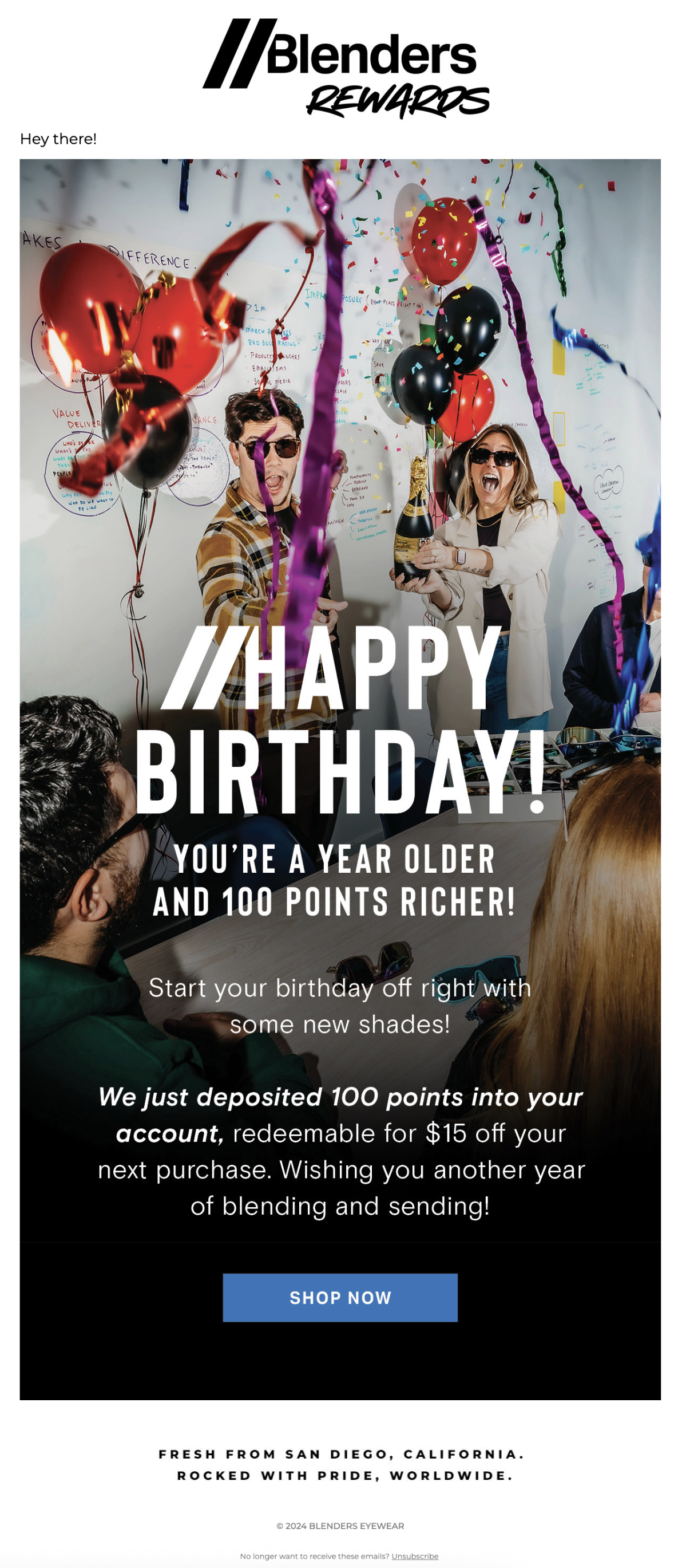 Birthday email example: Blenders