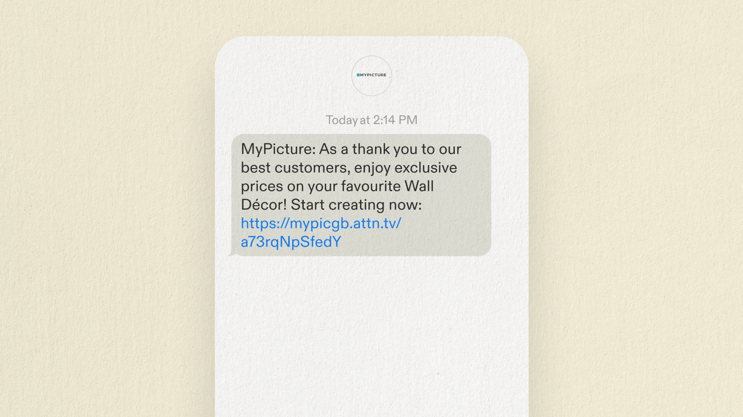 MyPicture SMS campaign example