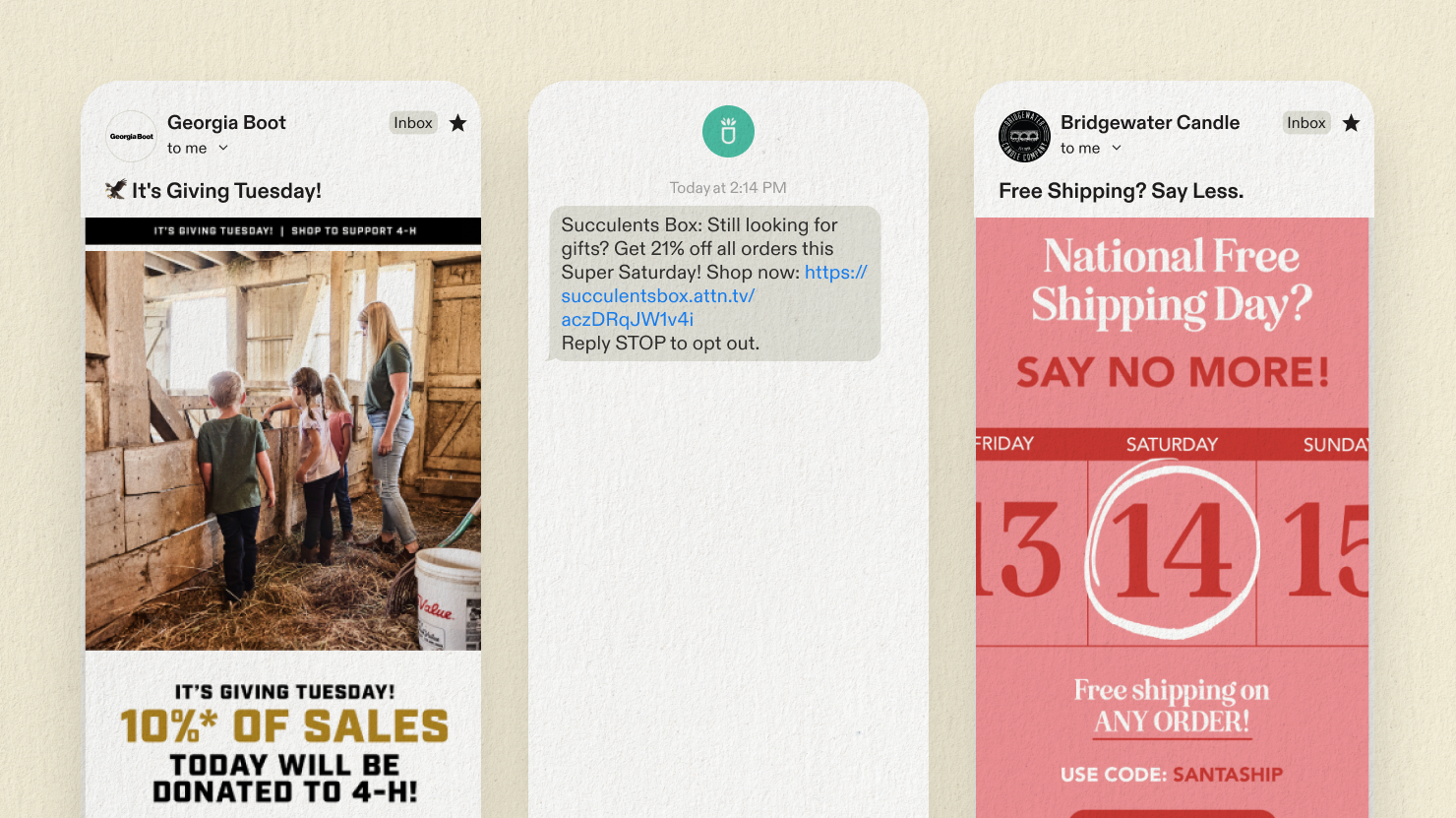 December email and SMS campaign examples