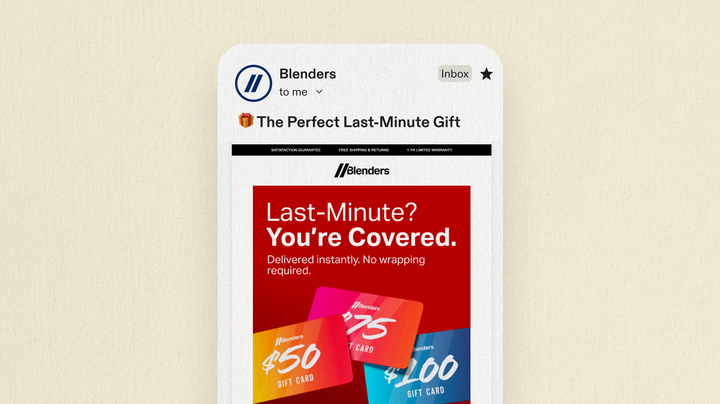 Blenders December email campaign example