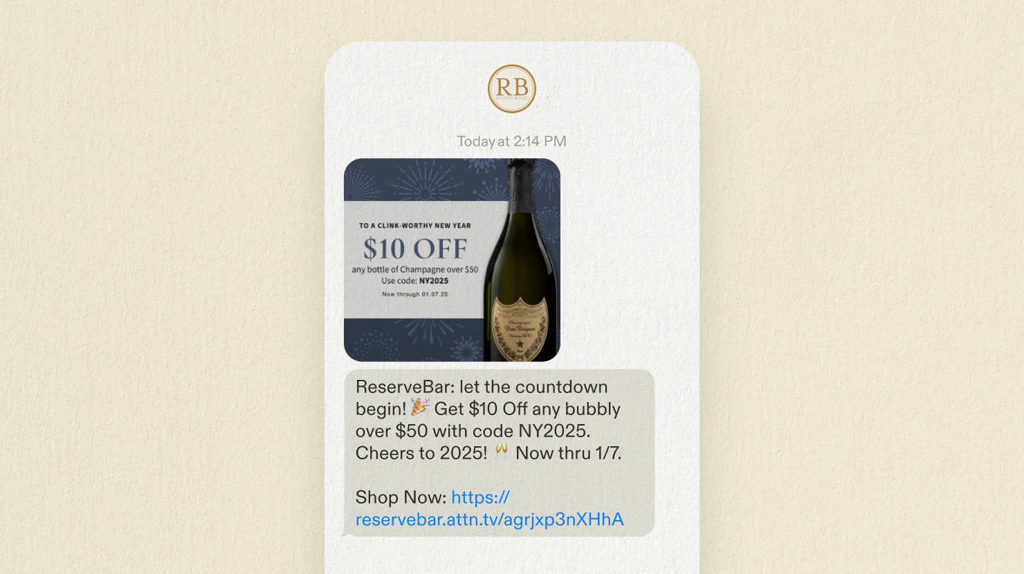 ReserveBar New Year's campaign example