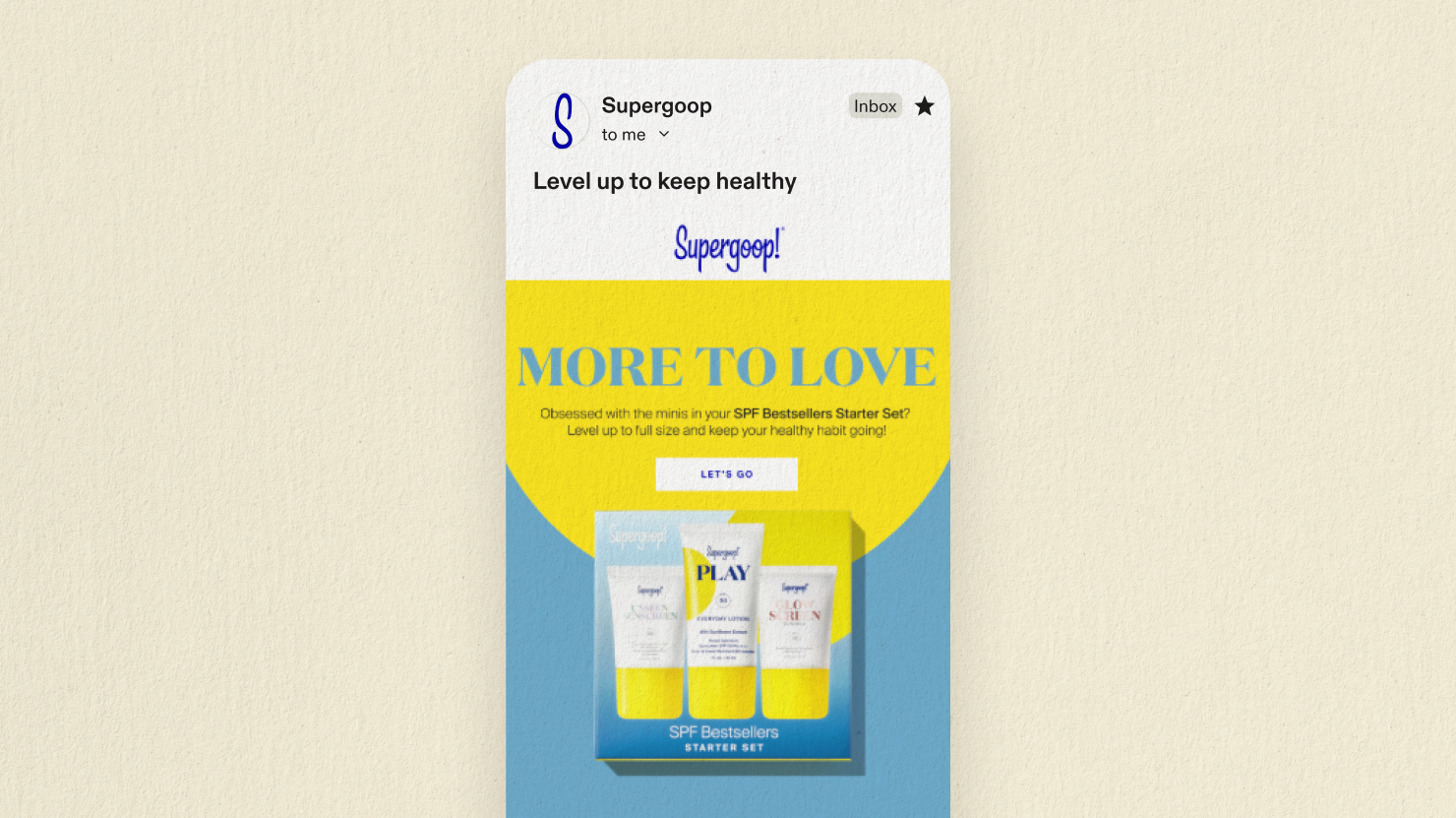 Supergoop! cross-sell email campaign example