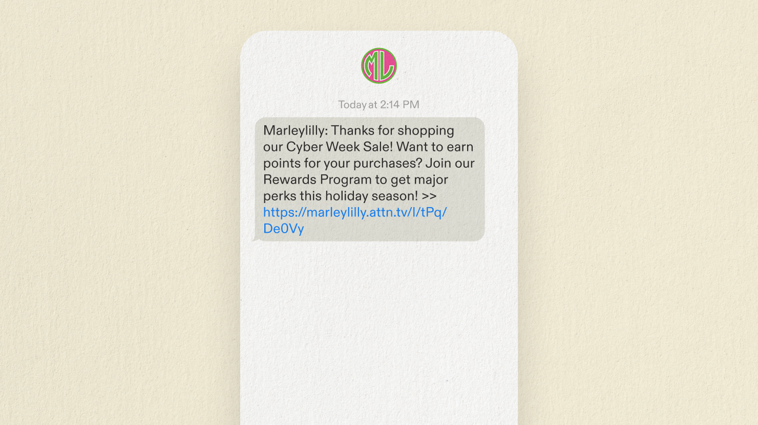 Marleylilly loyalty email campaign example