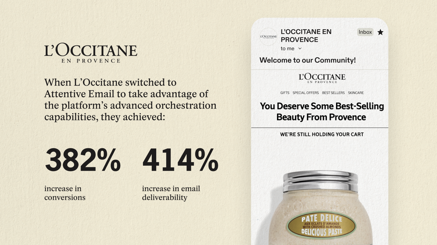 L'Occitane increases conversion and improves email deliverability when switching to Attentive Email