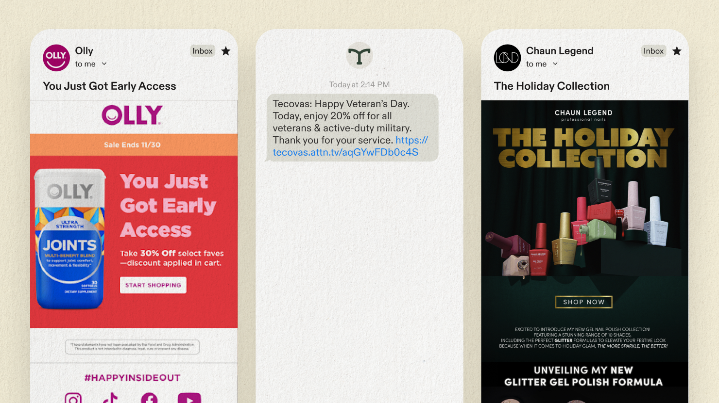 Pre-BFCM email and SMS examples