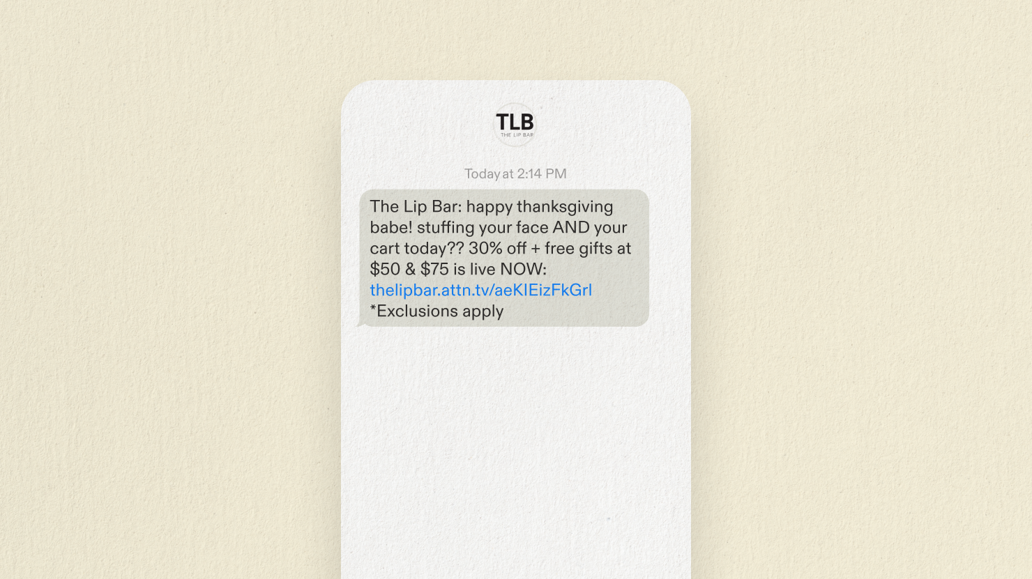Thanksgiving SMS example
