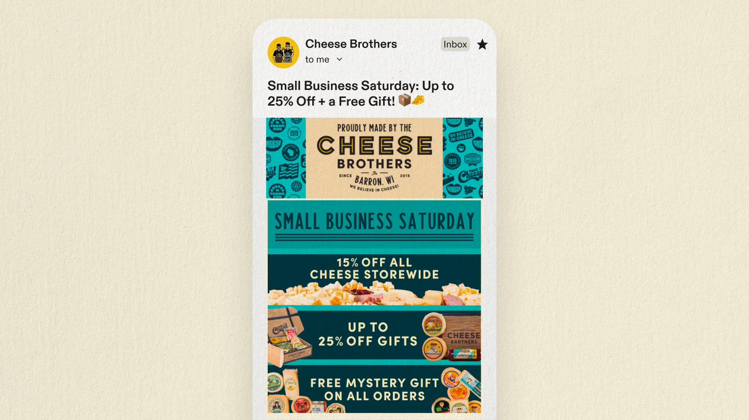 Small Business Saturday email campaign example