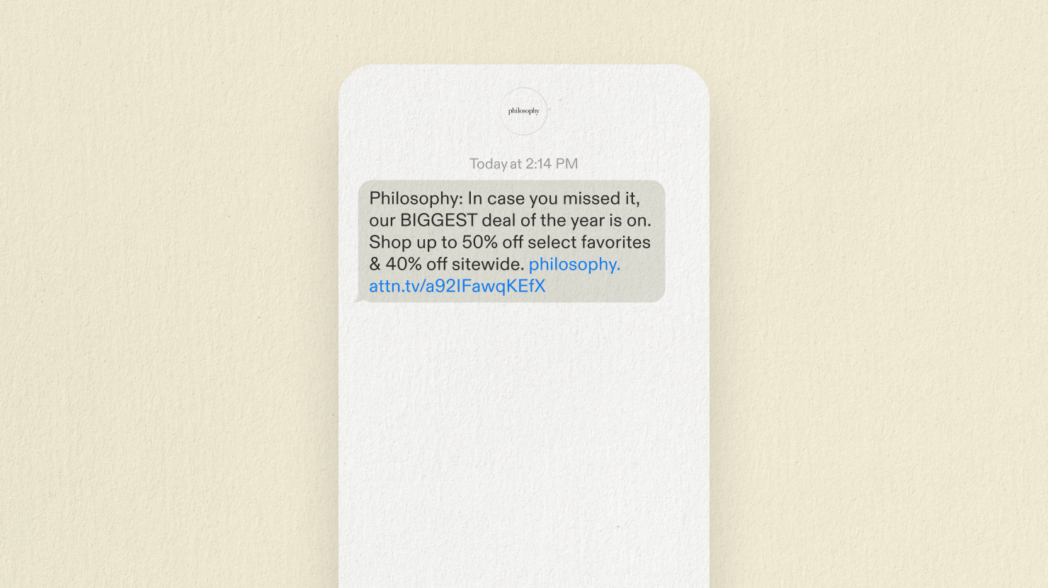 BFCM reminder SMS campaign example