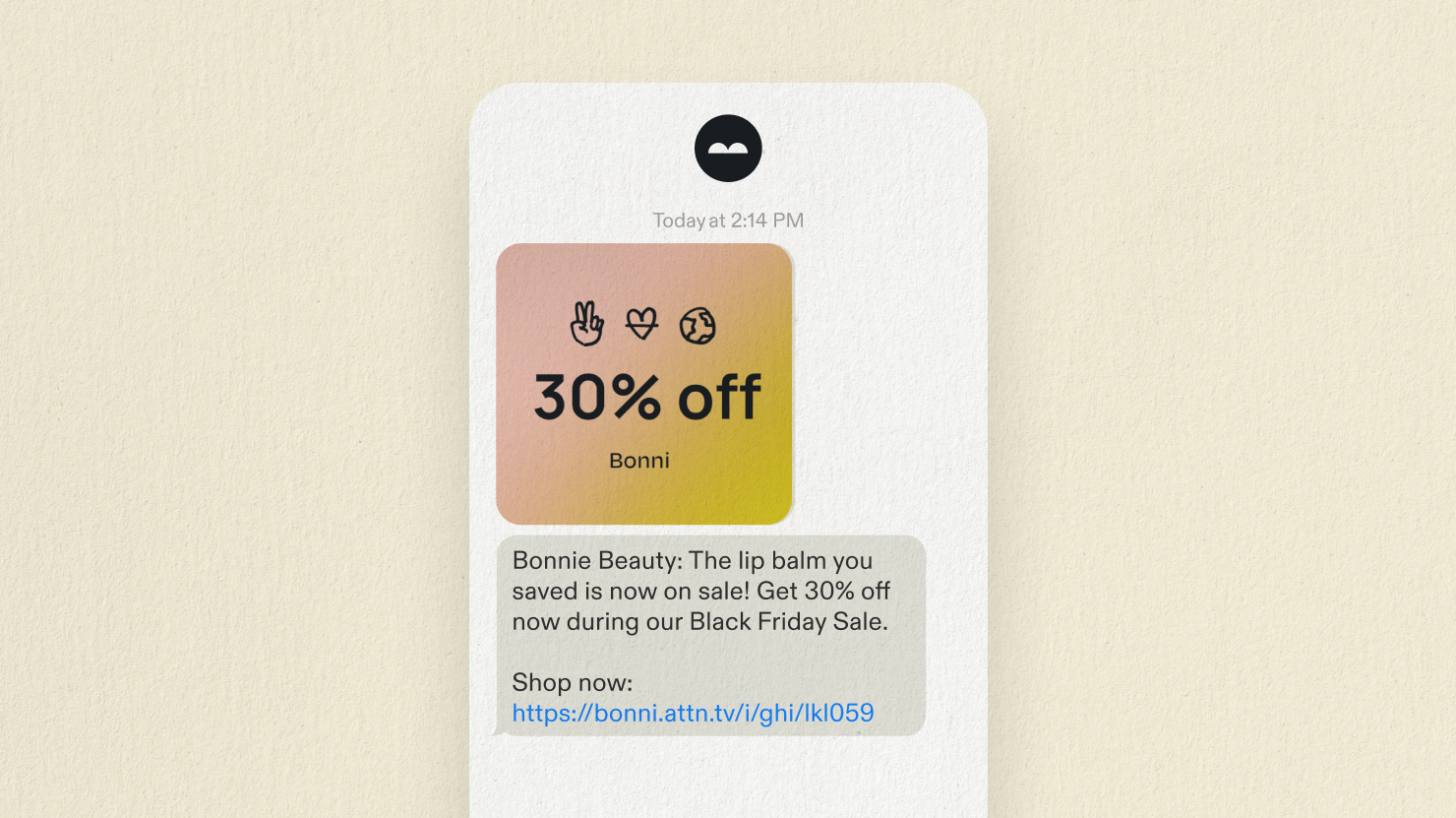 Saved-item BFCM SMS campaign example