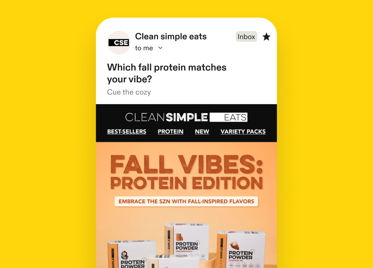 September email example of new flavors for the season