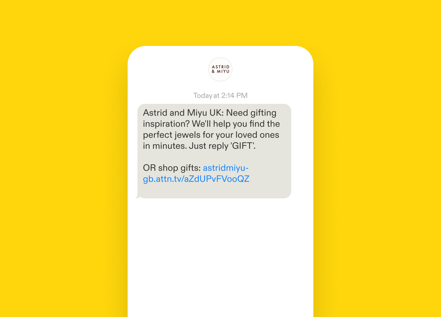 A text message example about gifting