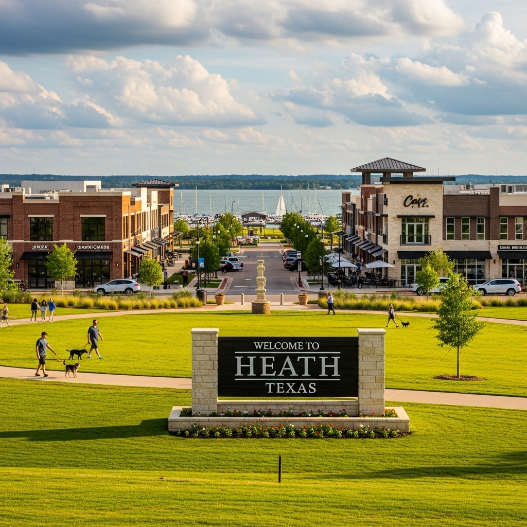 Rendering of new residential development in Heath showing community planning and street improvements