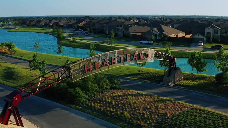 Sunset Aerial View of the Heartland Planned Residential Community Gateway Arch