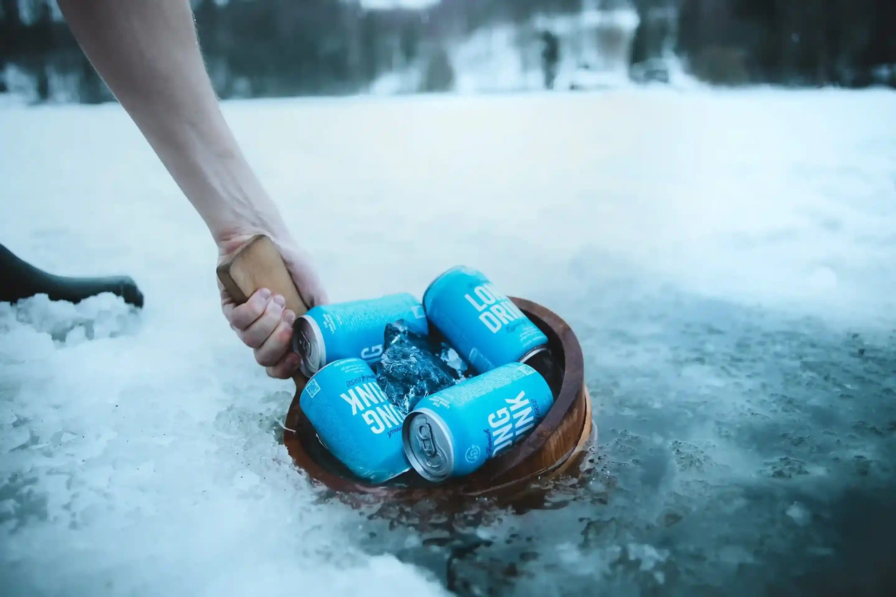 Basket of Long Drink being dragged over ice