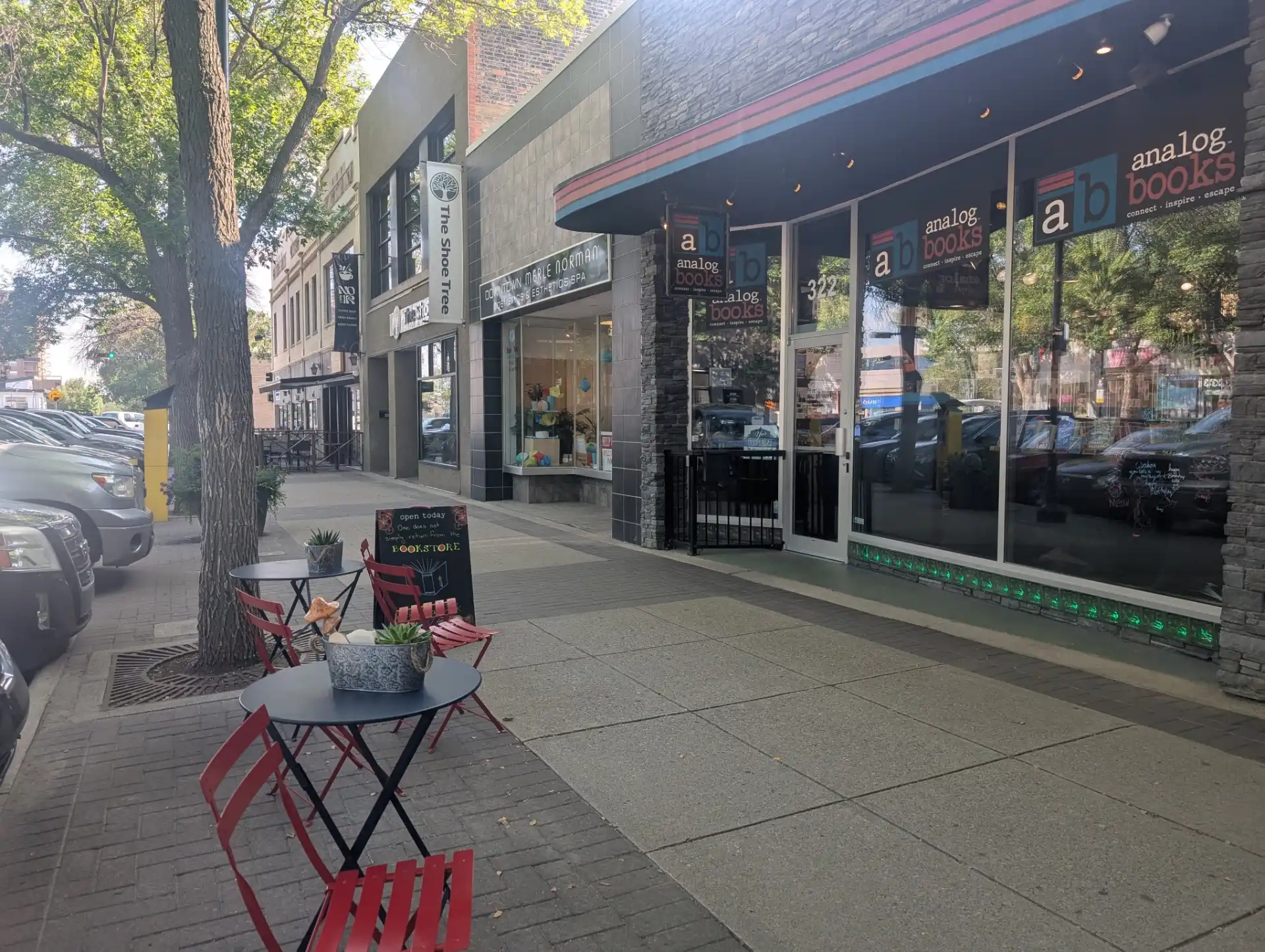 [background image] image of an inviting urban street near the restaurant
