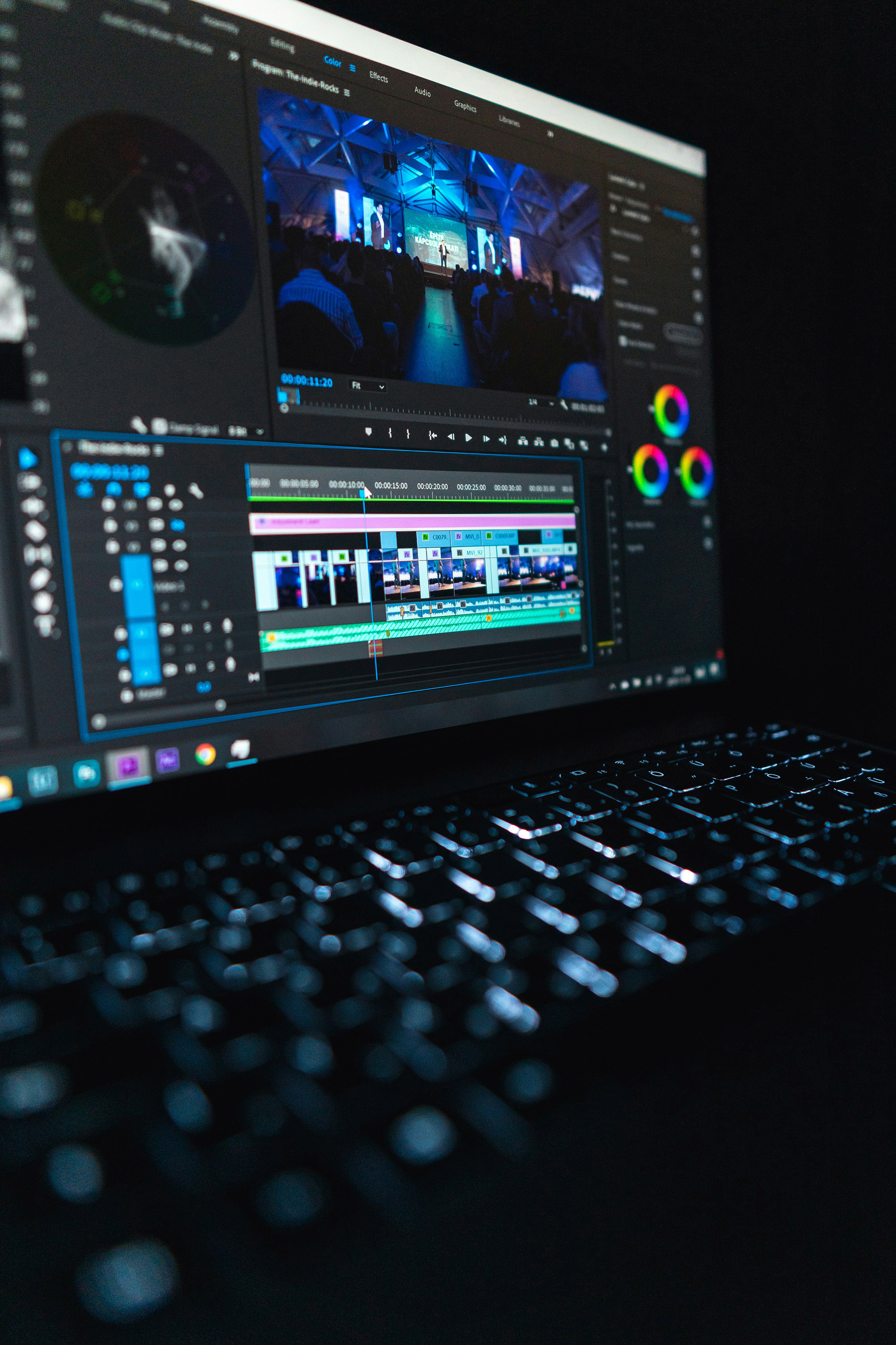 image of video editing software on a computer screen (for a film production company)